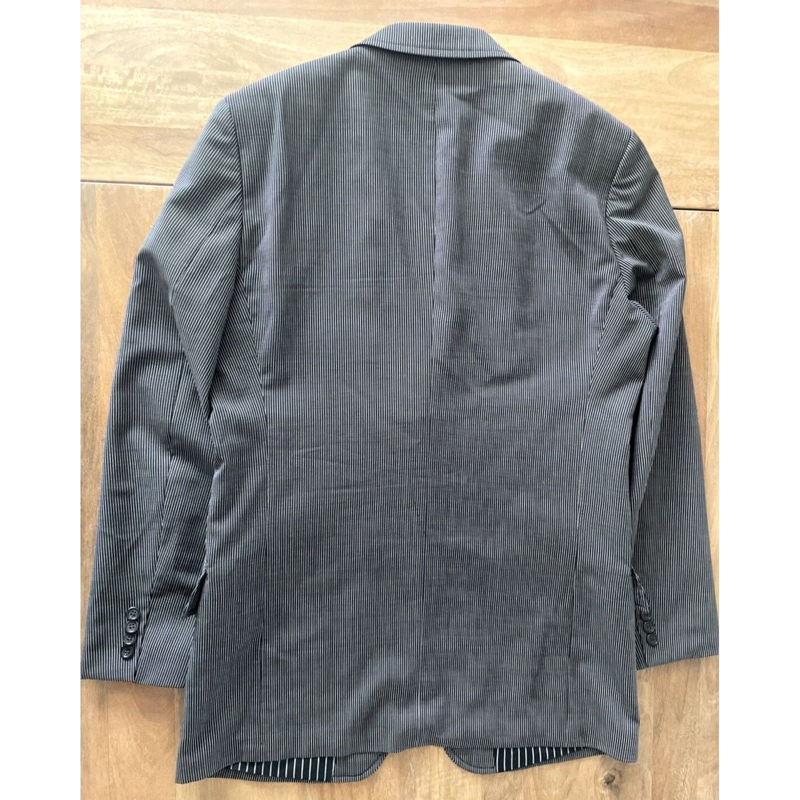Hugo Boss HUGO BOSS Blazer Sport Jacket Wool 42R Men Black Striped 100% Wool Business Casual Formal Party/Cocktail Luxury Designer Jacket/Coat Size 42R - 2 Thumbnail