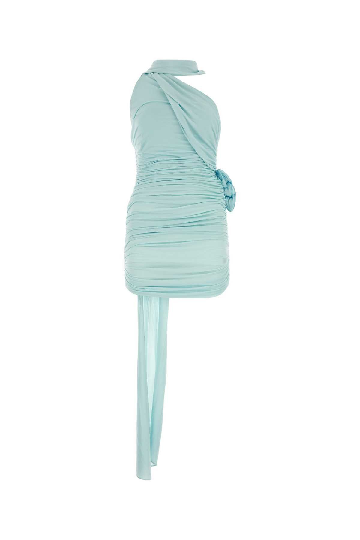 image of Magda Butrym Light Blue Stretch Cupro Mini Dress, Women's (Size Medium)