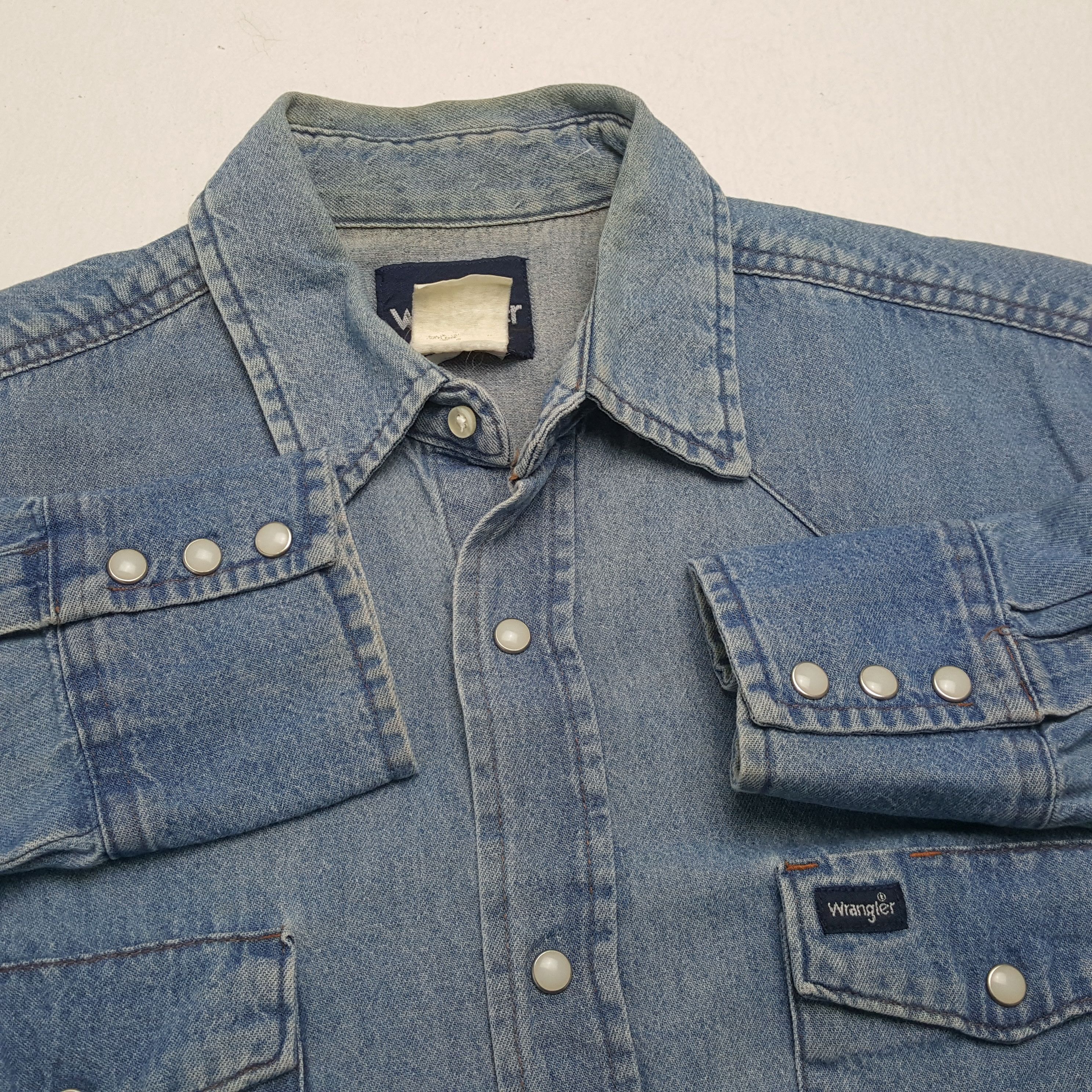 Vintage × Wrangler Vintage WRANGLER American Style Denim Shirt Size US L / EU 52-54 / 3 - 7 Thumbnail
