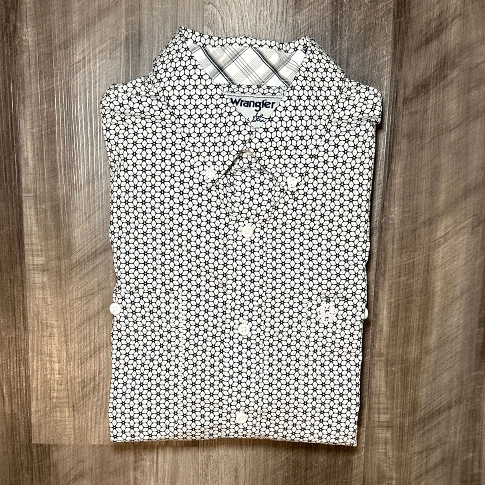 Wrangler VINTAGE Wrangler George Strait Geo Floral Western Long Sleeve Button Down Large Mens White Cotton Spandex 98/2 Size US L / EU 52-54 / 3 - 2 Thumbnail