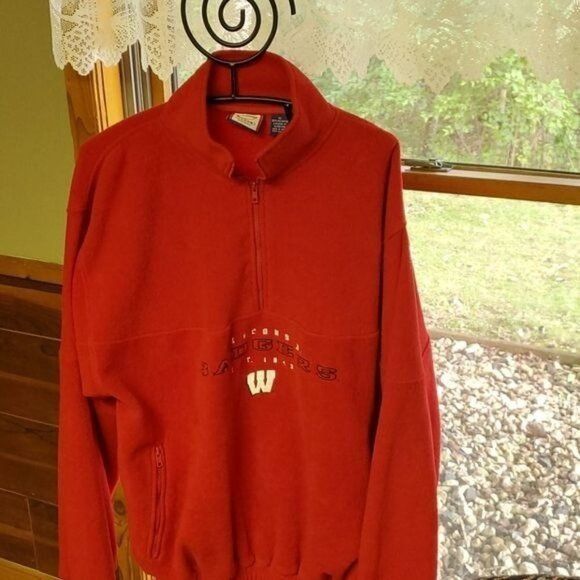 Designer Cadre Athletic Embroidered 1/2 Zip Wisconsin Badger Pullover Size US XL / EU 56 / 4 - 1 Thumbnail