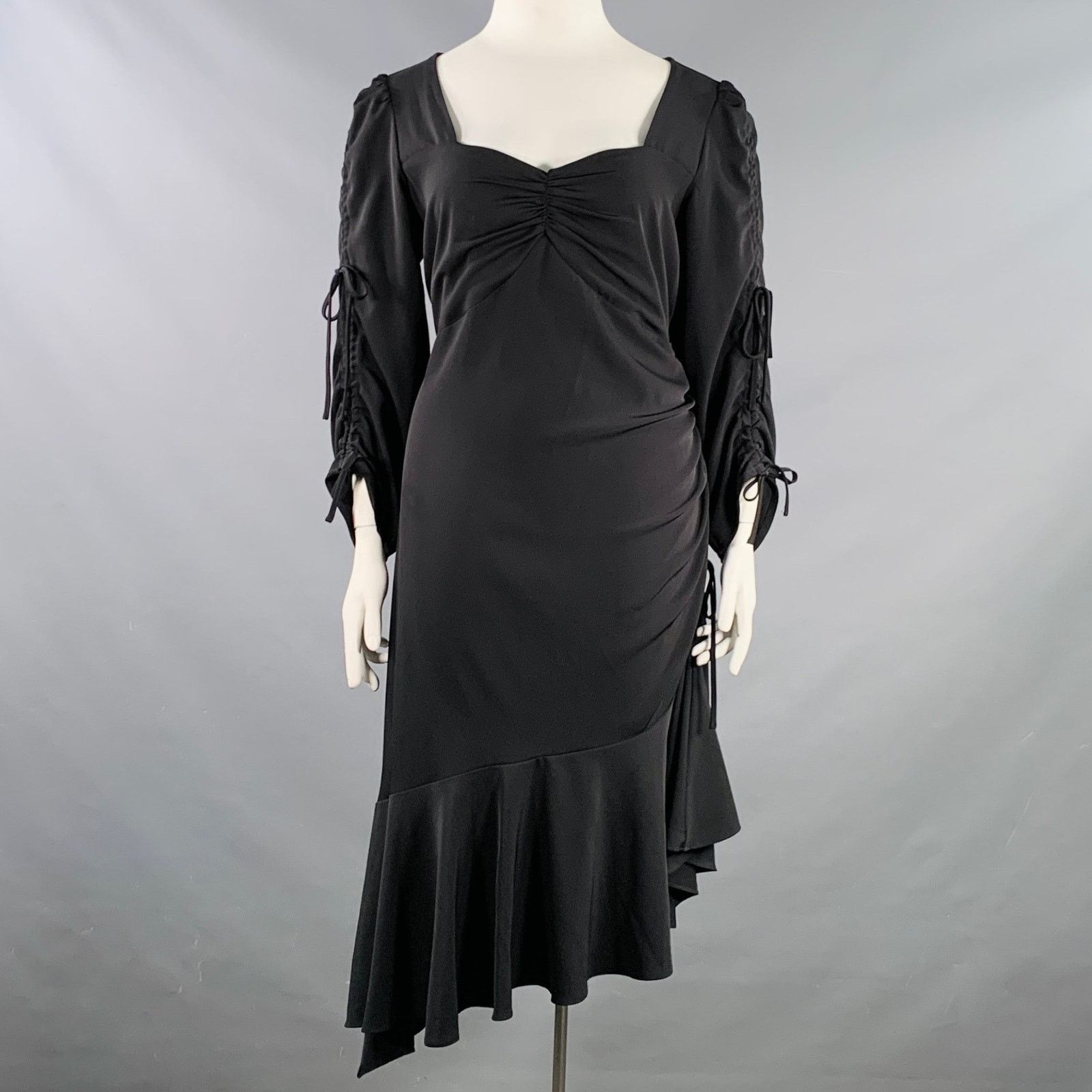 Rodarte Size 18 Black Polyester Blend Ruched Asymmetrical Dress Size XXL / US 16-18 / IT 52-54 - 1 Thumbnail