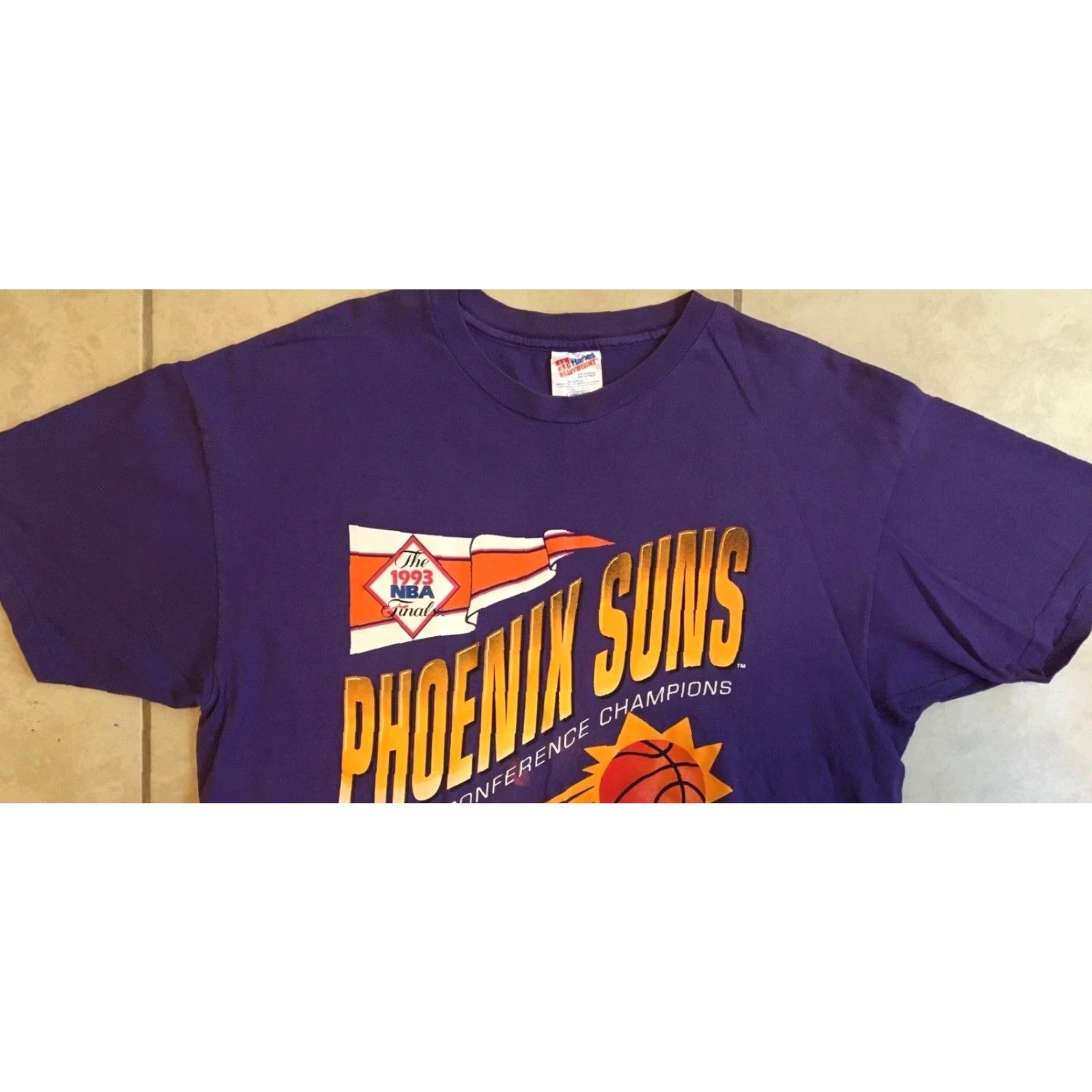 Vintage VINTAGE 90s Phoenix Suns Conference Champions Shirt XL Purple Grunge Charles Barkley NBA Sporting Graphic Tee Mens Size US XL / EU 56 / 4 - 7 Thumbnail