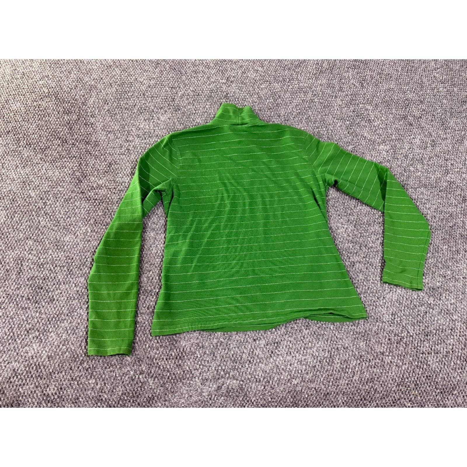 Talbots Talbots Long Sleeve Top Womens S Green Striped Turtleneck Knit Casual Regular Cotton Size S / US 4 / IT 40 - 6 Thumbnail