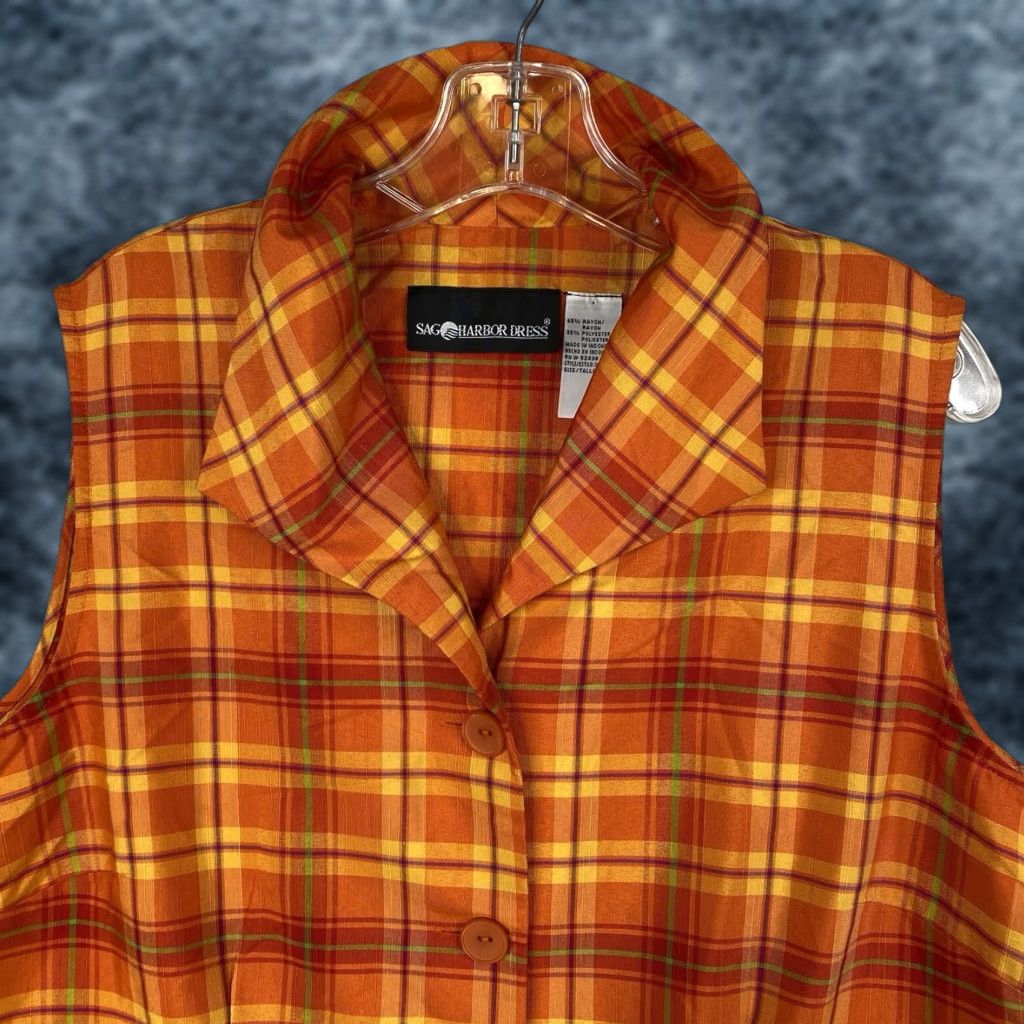 Vintage Sag Harbor Womens Button-Up Plaid Orange 16 Rayon Blend Beach Shirt Casual Travel Womens Size XXL / US 16-18 / IT 52-54 - 1 Thumbnail