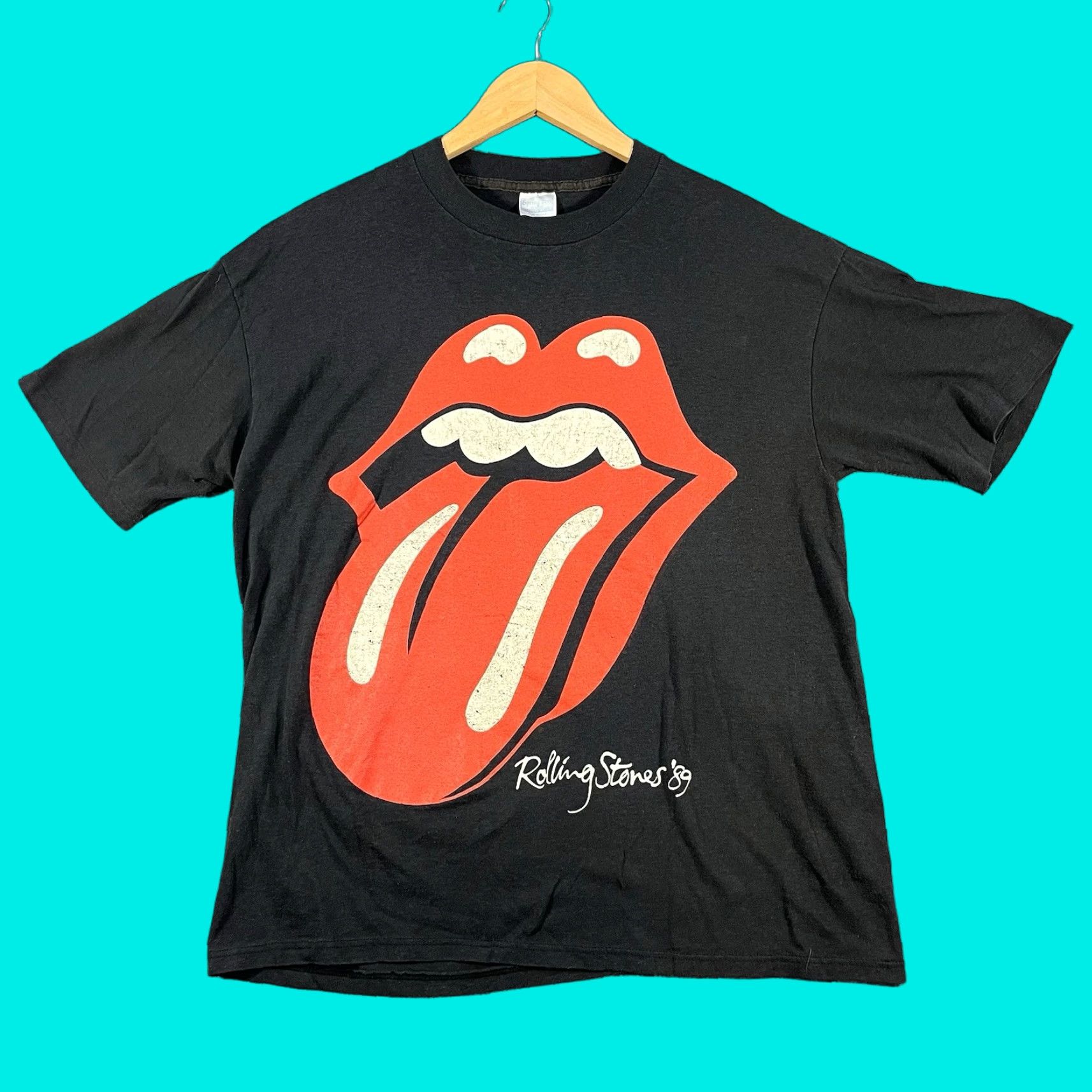 Vintage VINTAGE Rolling Stones T-Shirt 1989 Steel Wheels Tour Mens XL Black 80s Concert US Men XD Size US XL / EU 56 / 4 - 1 Thumbnail