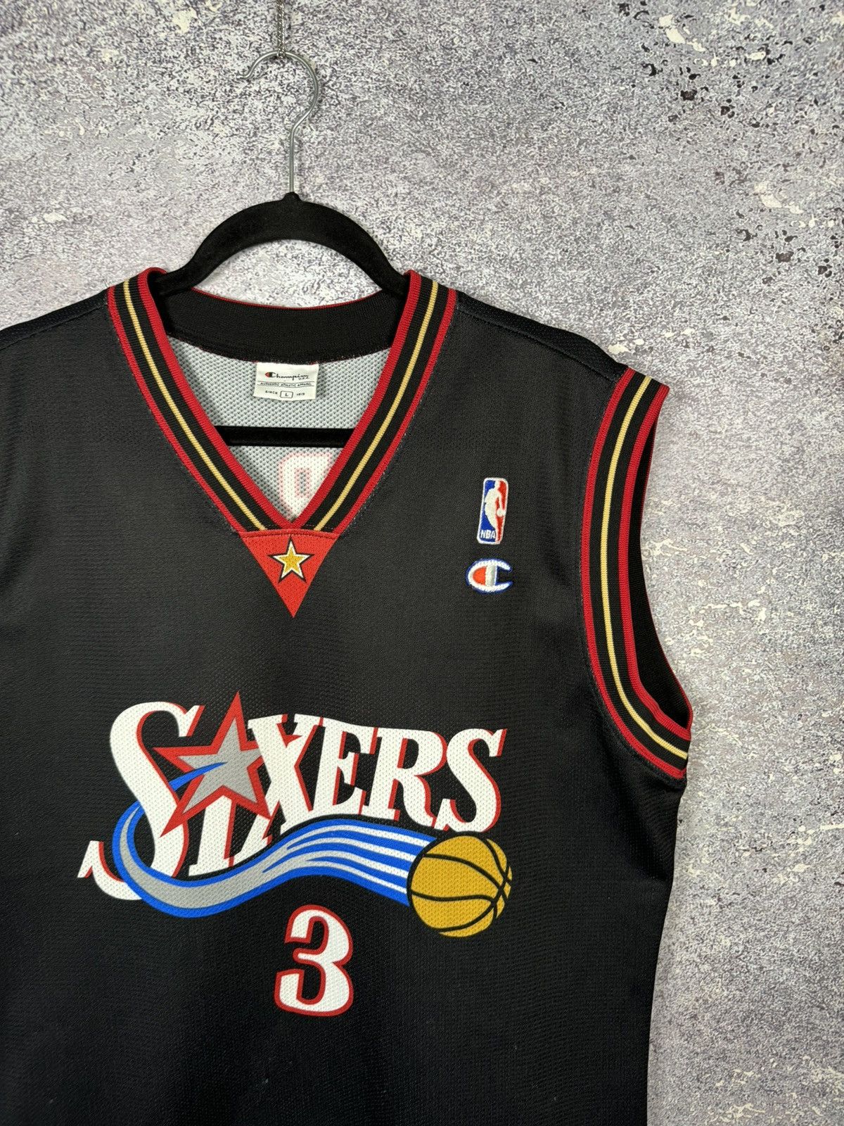 NBA #3 Allen Iverson 90’s Champion Sixers Philadelphia Jersey Size US L / EU 52-54 / 3 - 2 Thumbnail
