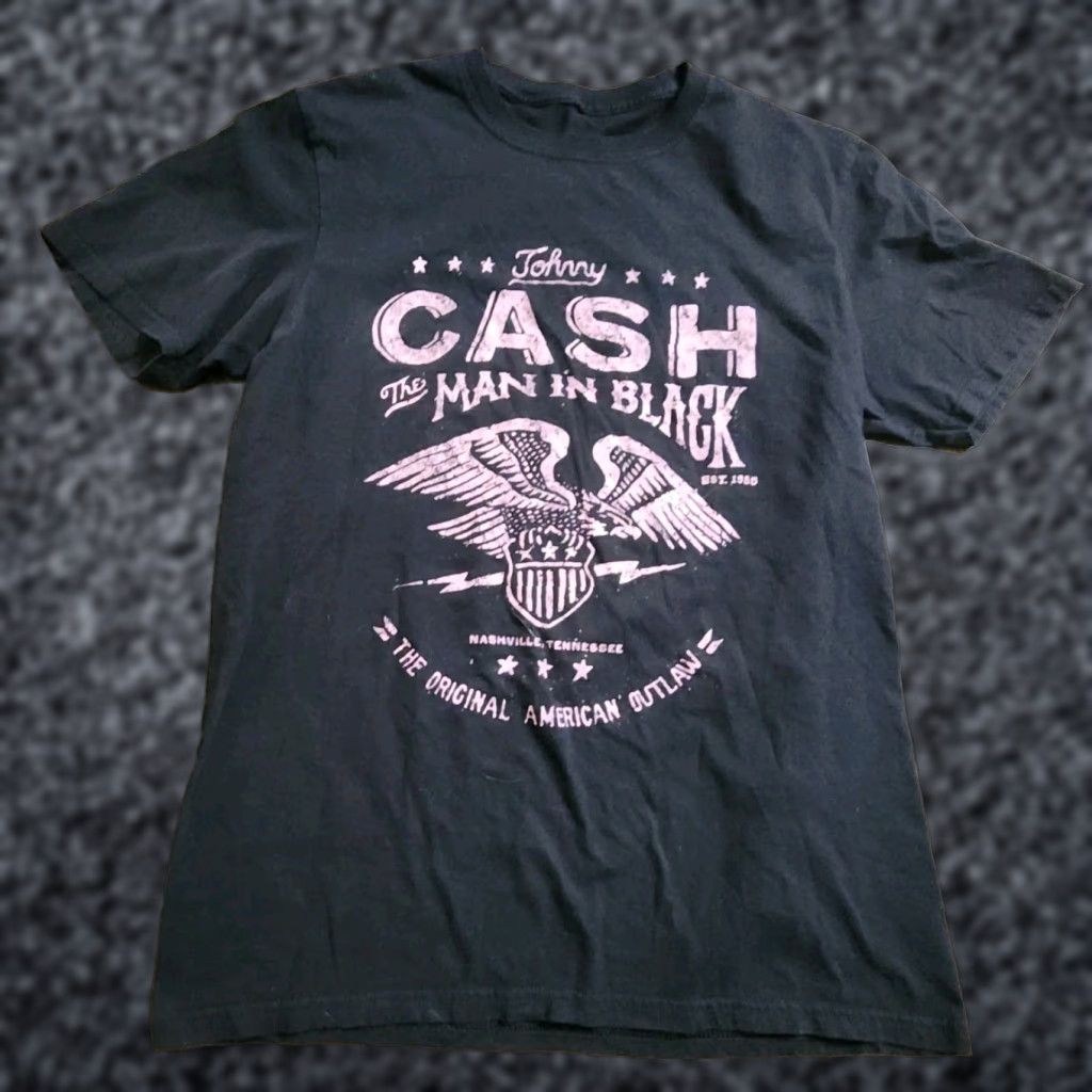 Vintage Womens L Johnny Cash Man in Black T Shirt Band Tee Shirt Size L / US 10 / IT 46 - 1 Thumbnail