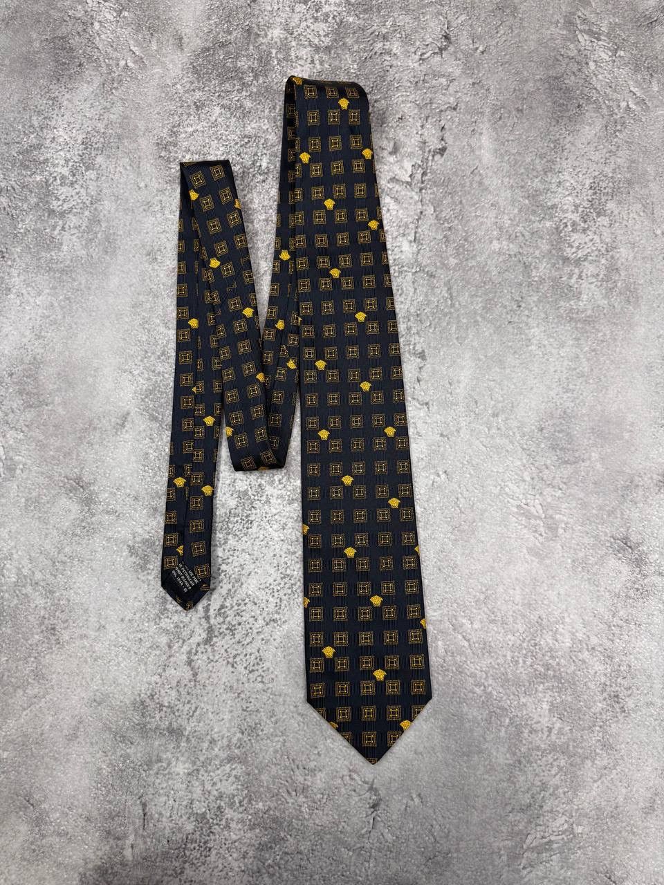 Gianni Valentino Gianni Versace Medusa Pattern Silk Tie Black Gold Geometric Size ONE SIZE - 1 Thumbnail