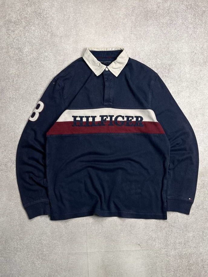 Tommy Hilfiger Vintage Tommy Hilfiger Big Logo Boxy Rugby Shirt Y2K L Size US L / EU 52-54 / 3 - 1 Thumbnail