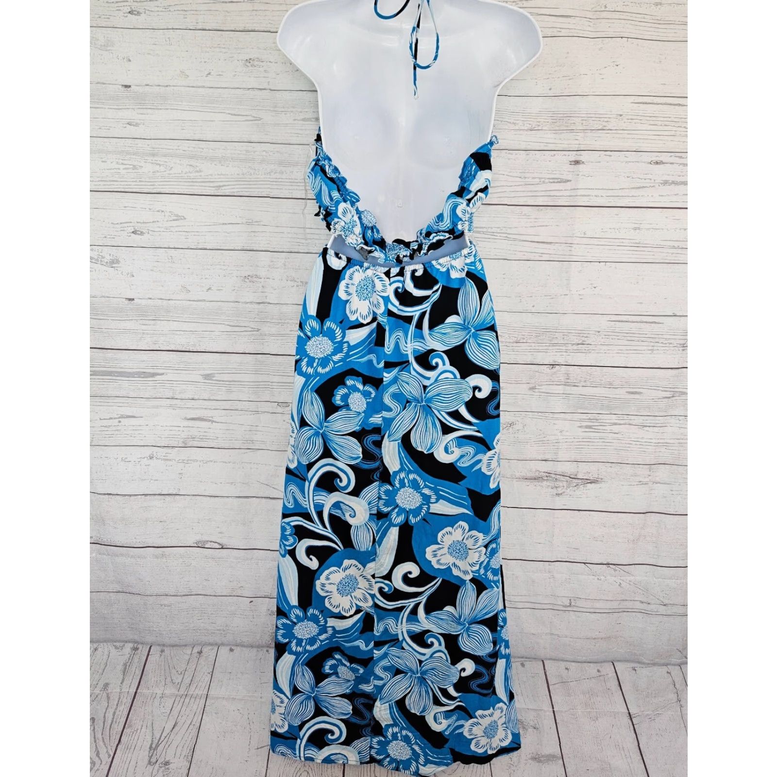 Vintage Future Collective Womens Dress Midi Blue Floral Rayon Blend Size M / US 6-8 / IT 42-44 - 3 Thumbnail