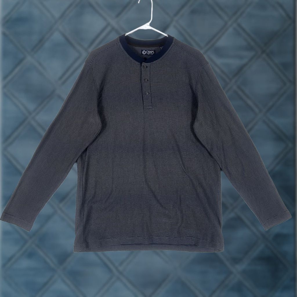 Chaps Chaps Long Sleeve Shirt Mens M Striped Gray Blue Elbow Patch L/S Shirt Size US M / EU 48-50 / 2 - 1 Thumbnail