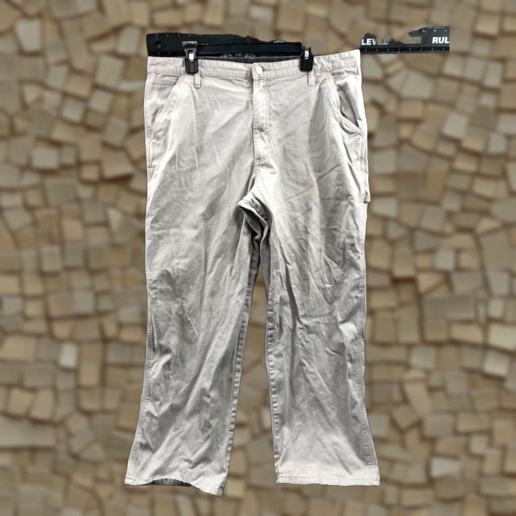 Wrangler Wrangler Originals Straight Carpenter Pants Mens 38x32 Beige Regular Straight 5-Pocket Zip Front Button Zipper logo Denim Knit? Size US 38 / EU 54 - 1 Thumbnail
