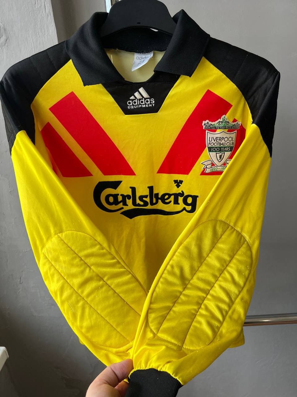 Adidas VERY RARE! 1992/93 LIVERPOOL FC GK 100 YEARS SOCCER JERSEY Size US M / EU 48-50 / 2 - 9 Thumbnail