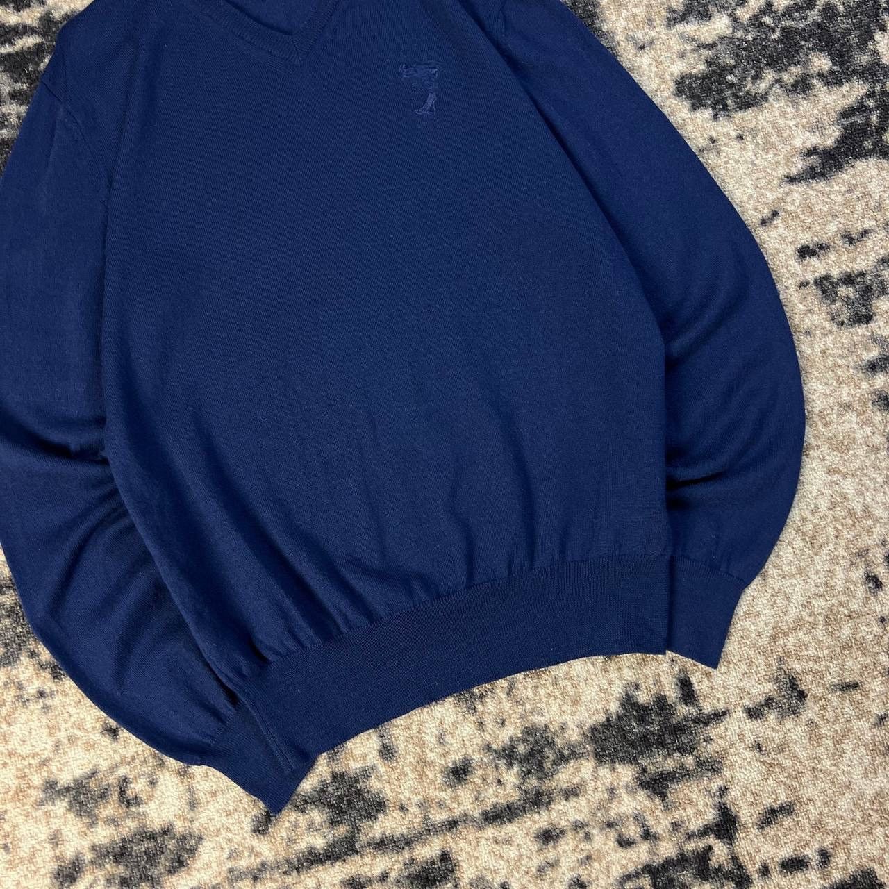Versace Versace Mini Logo Luxury V-neck Sweater Streetwear Style Size US L / EU 52-54 / 3 - 3 Thumbnail