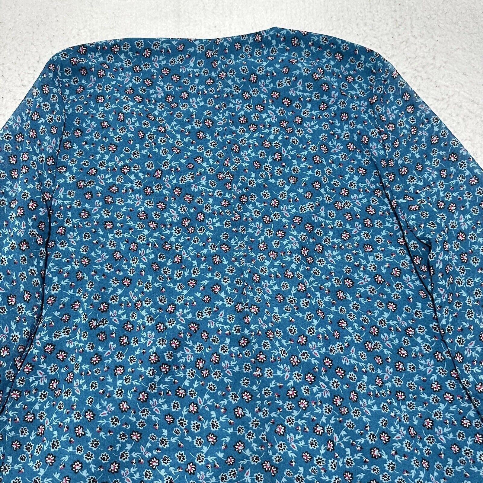 Other Time & Tru Medium Blue Colorful Floral V-Neck A-Line Dress Size M / US 6-8 / IT 42-44 - 7 Thumbnail