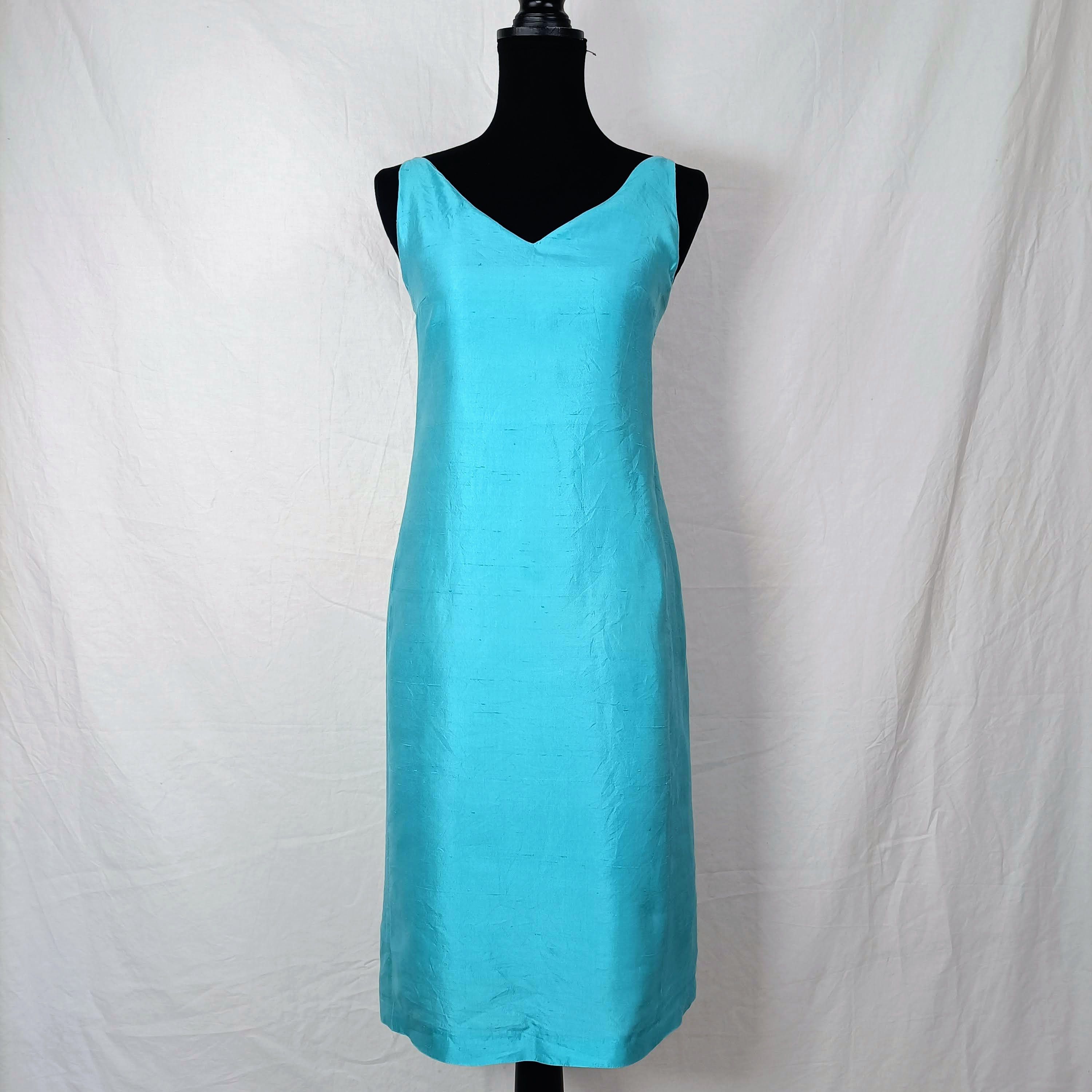 image of Turquoise Sheath Dress For Ceremony Max Mara Y2K, Women's (Size Small)
