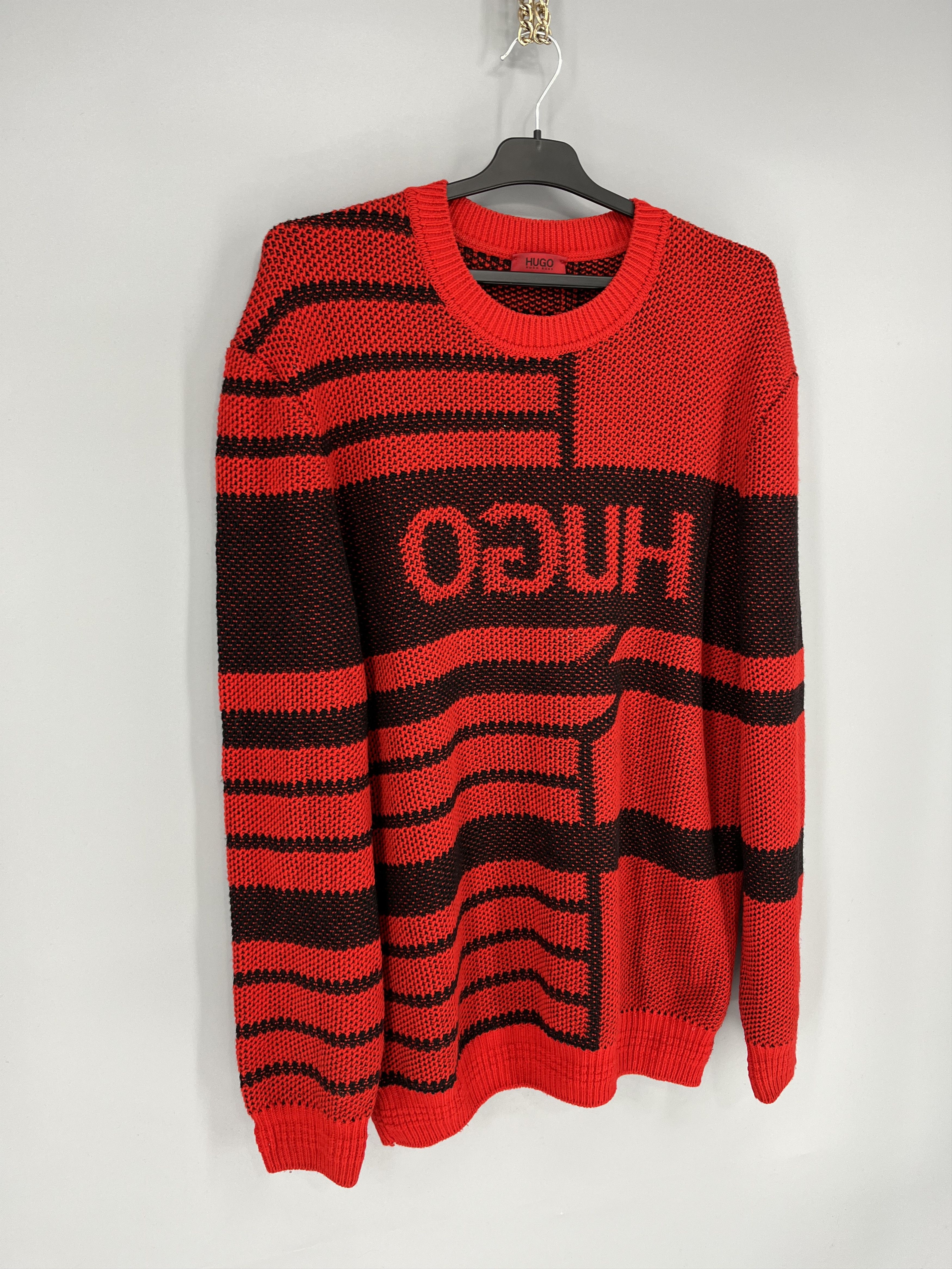 Hugo Boss Hugo Oversized Jacquard Knitted Jumper Wool with Reversed Size US XL / EU 56 / 4 - 2 Thumbnail