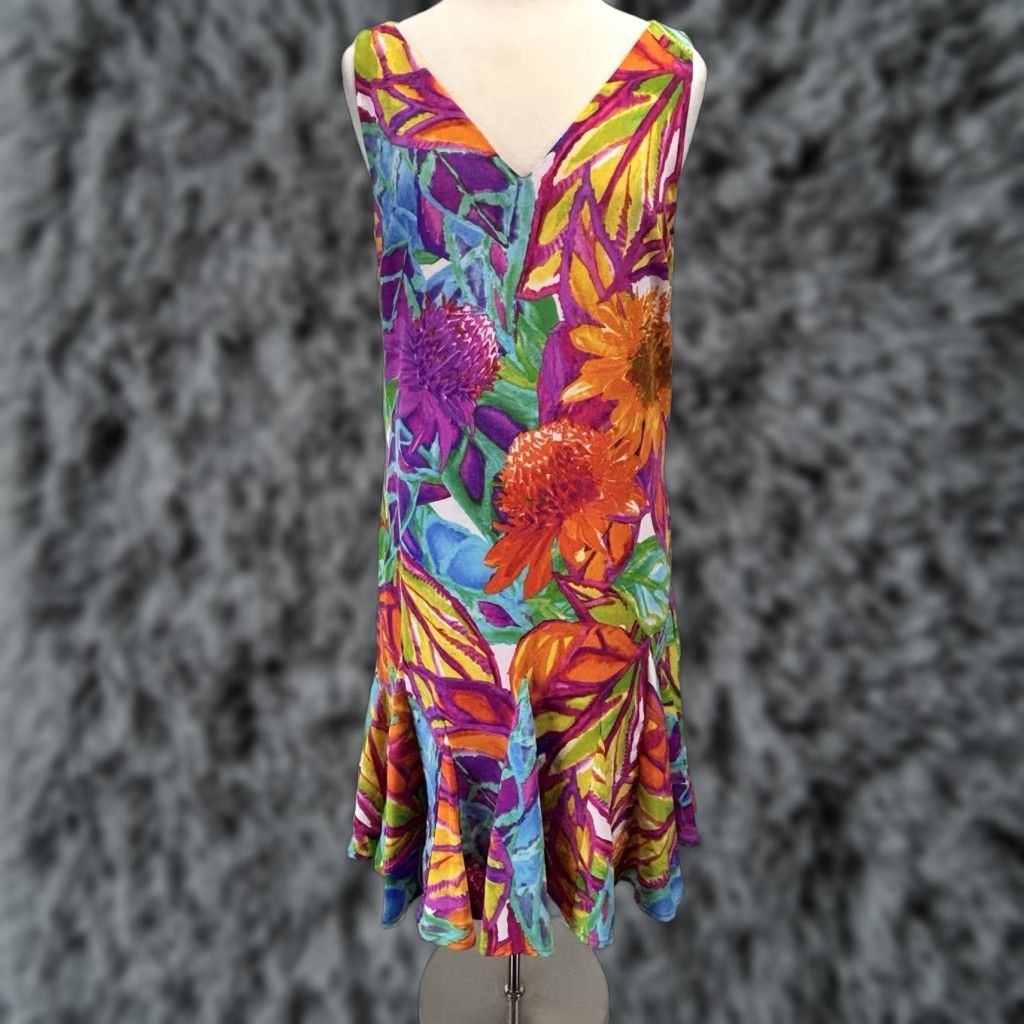 Ralph Lauren Lauren Ralph Lauren Floral Dress Sz 10 Women’s Sleeveless V-Neck Multicolor Short Lined Pockets Size L / US 10 / IT 46 - 1 Thumbnail