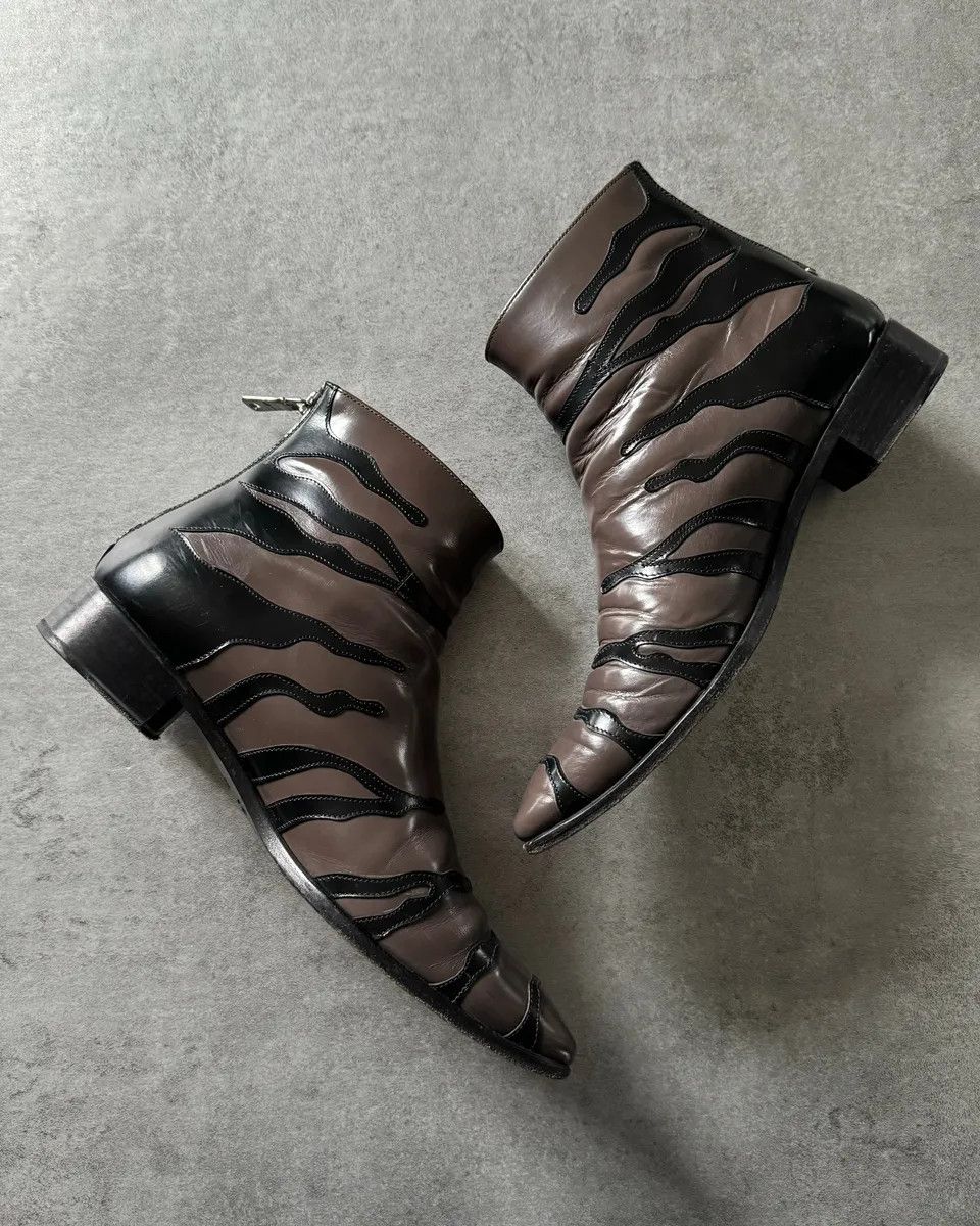 Prada 2000s Prada Zebra Brown Leather Boots Size US 7 / IT 37 - 3 Thumbnail