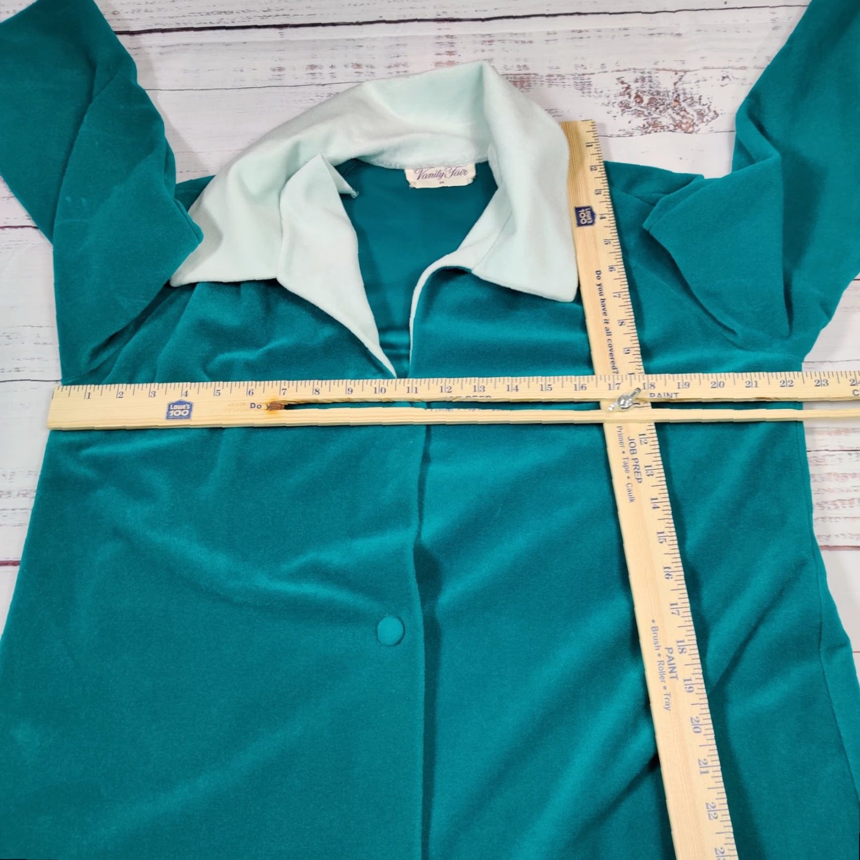 Vintage VINTAGE Vanity Fair Womens Robe Coat Velvet Green Medium Long House Coat Robe Velvet Green Vanity Fair Womens M Vintage Size ONE SIZE - 3 Thumbnail