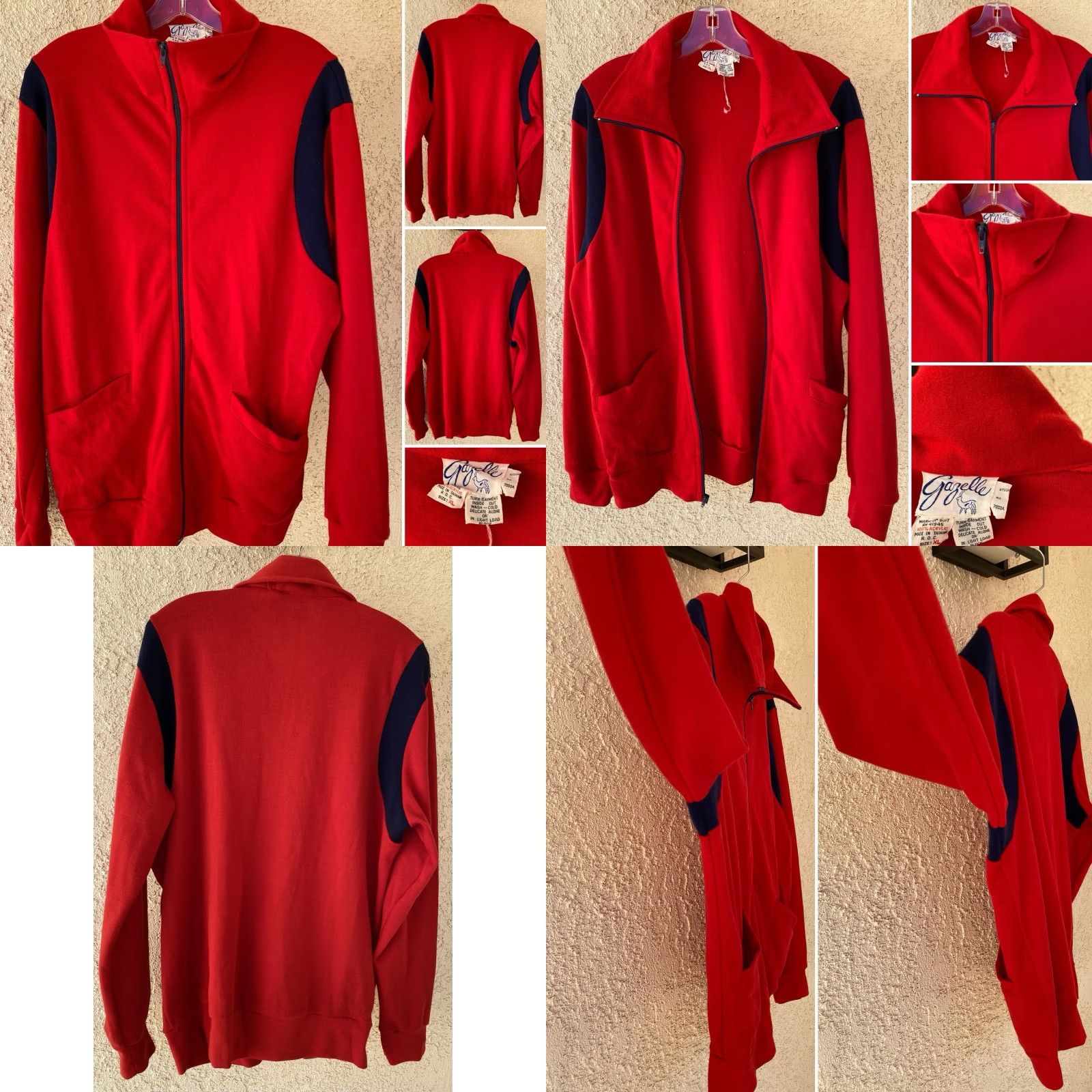 Vintage VINTAGE Gazelle Track Jacket Red XL 70s 80s Full Zip - Acrylic - Men - Stand-Up Collar - Full Zip - Winter Casual Sports Retro Size US XL / EU 56 / 4 - 8 Thumbnail