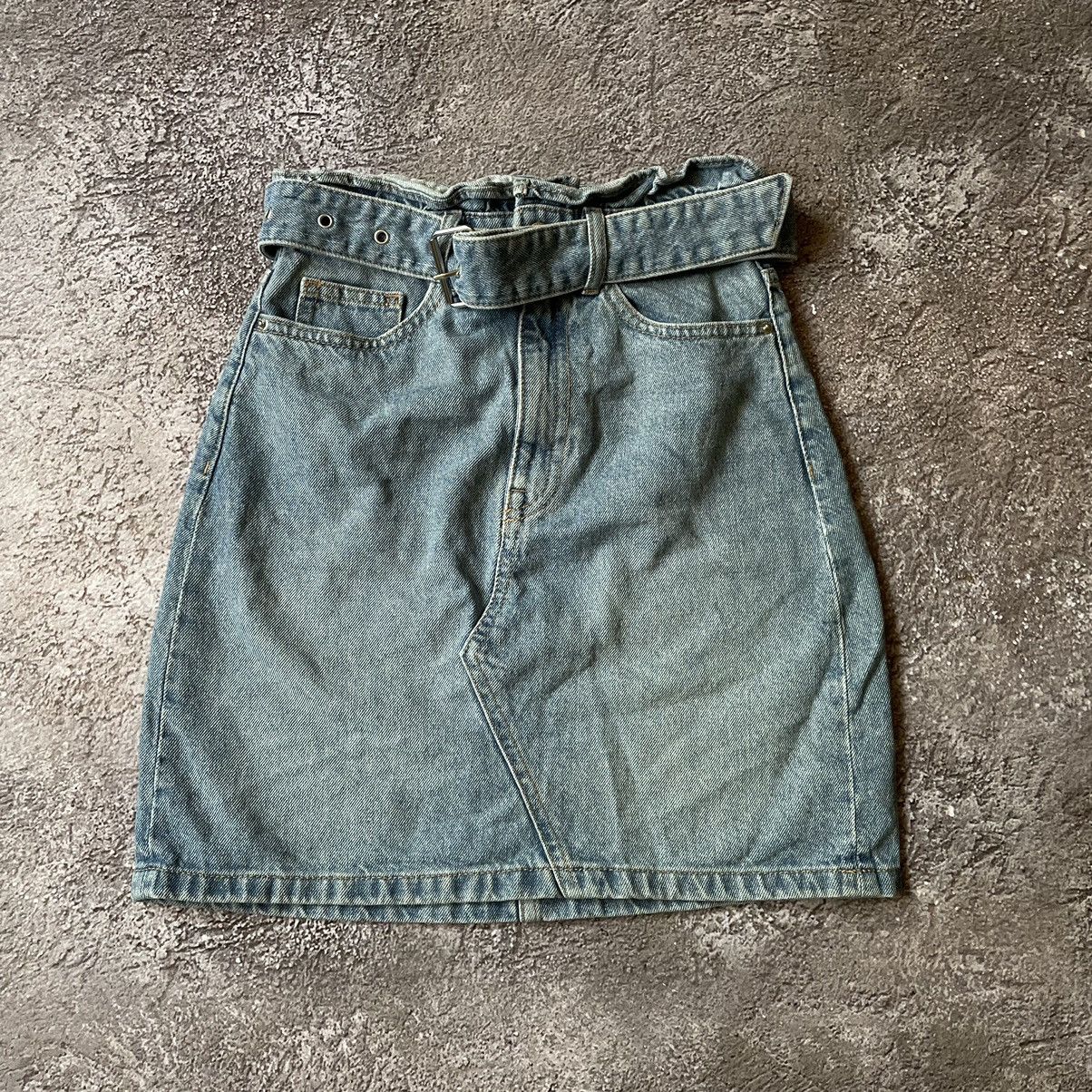 Vintage Vintage 90s Washed Blue Mini Skirt Grunge Y2K Distressed 28 Size 28" / US 6 / IT 42 - 2 Thumbnail
