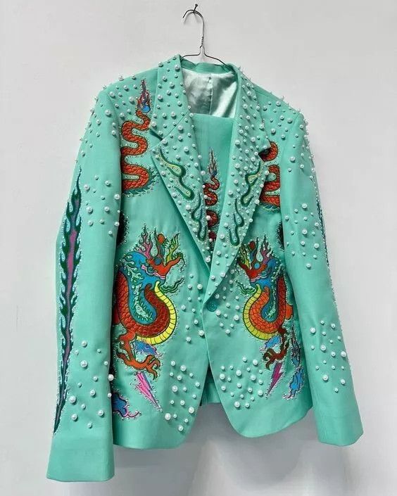 Other Men 2PC Customized Dragon embroidery western prom outfit Size 46R - 1 Thumbnail