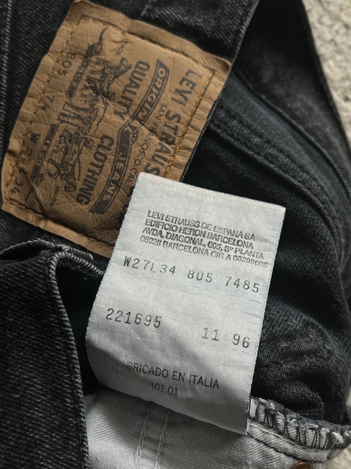 Levi's Levi’s 805 Vintage 1996 Sz W 27 L 34 Black Denim Jeans Size 27" / US 4 / IT 40 - 11 Thumbnail
