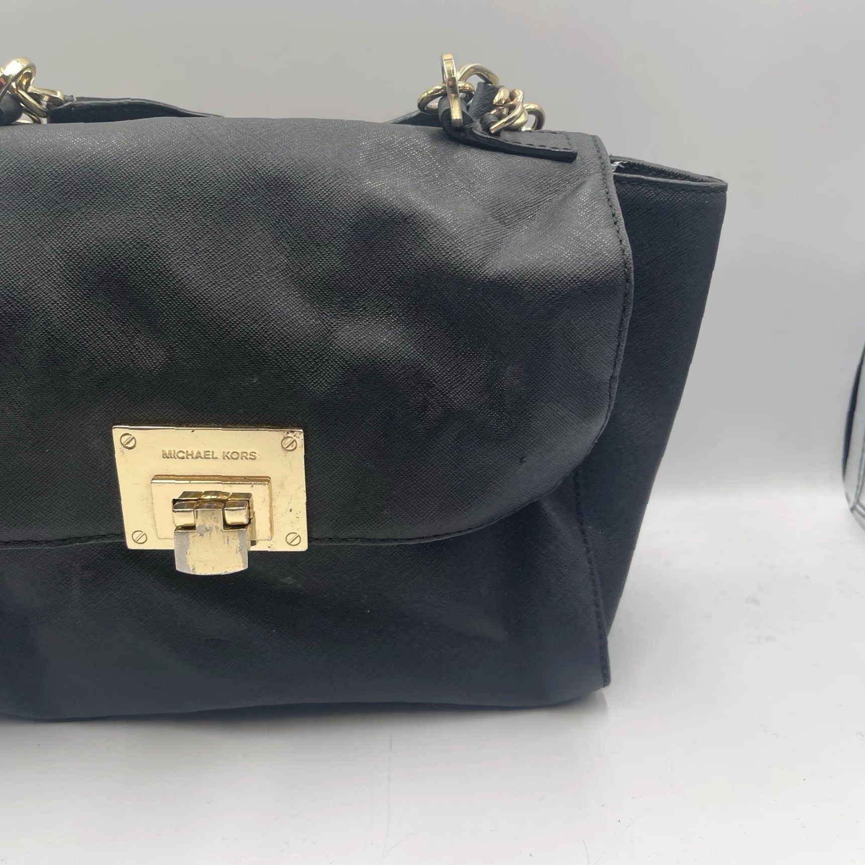 Michael Kors MICHAEL KORS Medium TINA Black Leather Top Handle Satchel Chain Crossbody Bag Womens Size M / US 6-8 / IT 42-44 - 3 Thumbnail