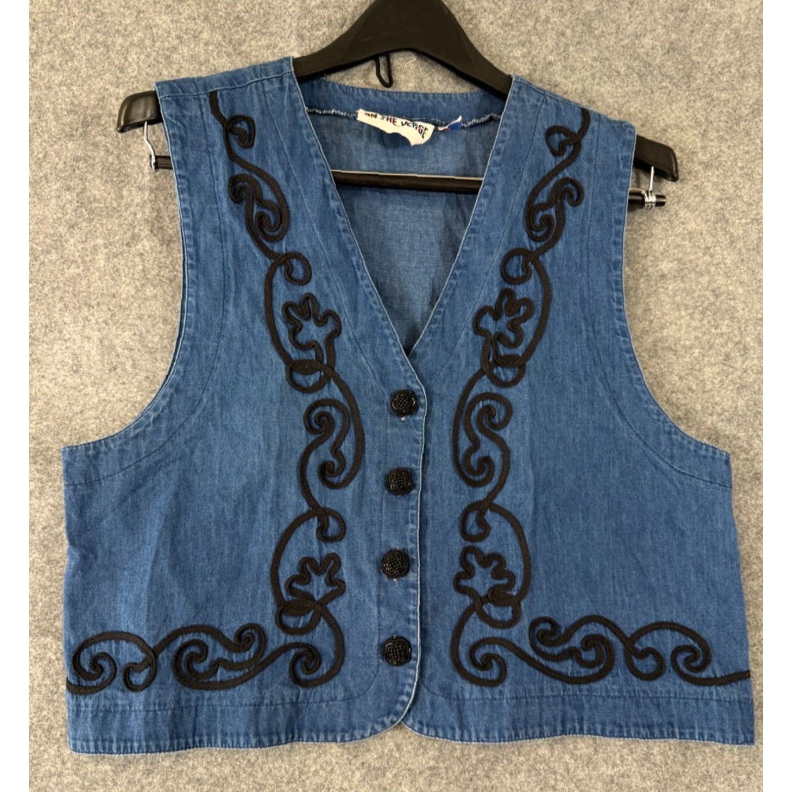 Denime VINTAGE On The Verge Vest Womens M Blue Denim Embroidered Boho Western USA Vest Womens M Blue Denim Embroidered Boho Western USA Vintage Size M / US 6-8 / IT 42-44 - 2 Thumbnail