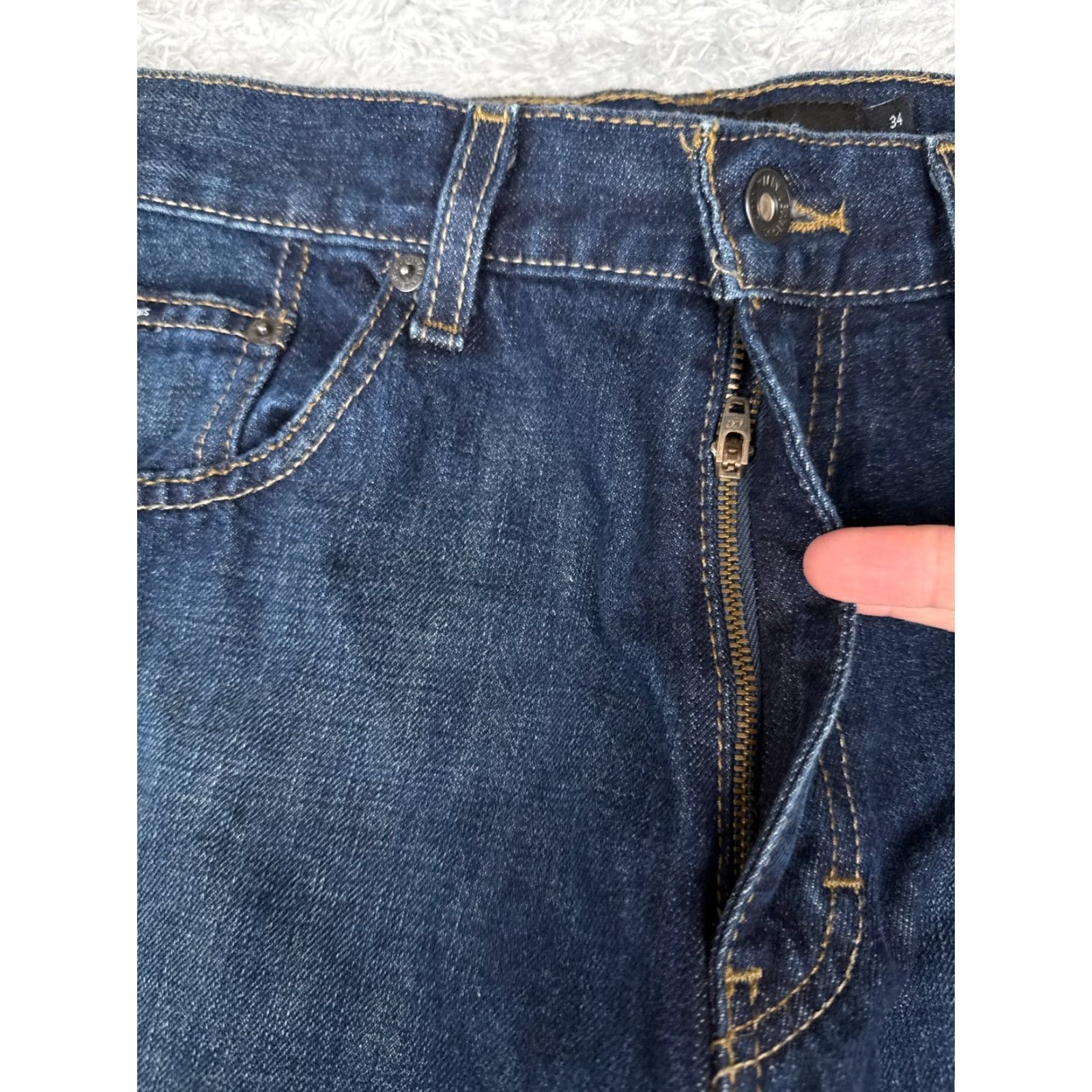 Calvin Klein Calvin Klein Jeans Men 34x33 Blue Denim Slim Straight Zip Fly Dark Cotton Blend Size US 34 / EU 50 - 5 Thumbnail