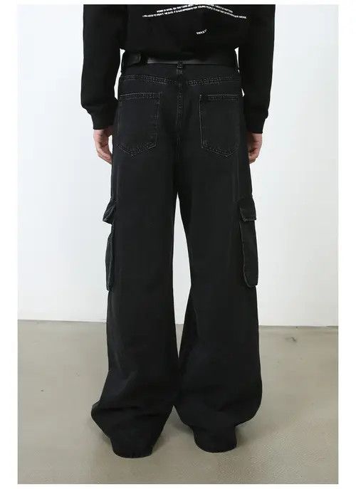 VIBE Black Cargo Baggy Denim Jeans Size US 28 / EU 44 - 4 Thumbnail