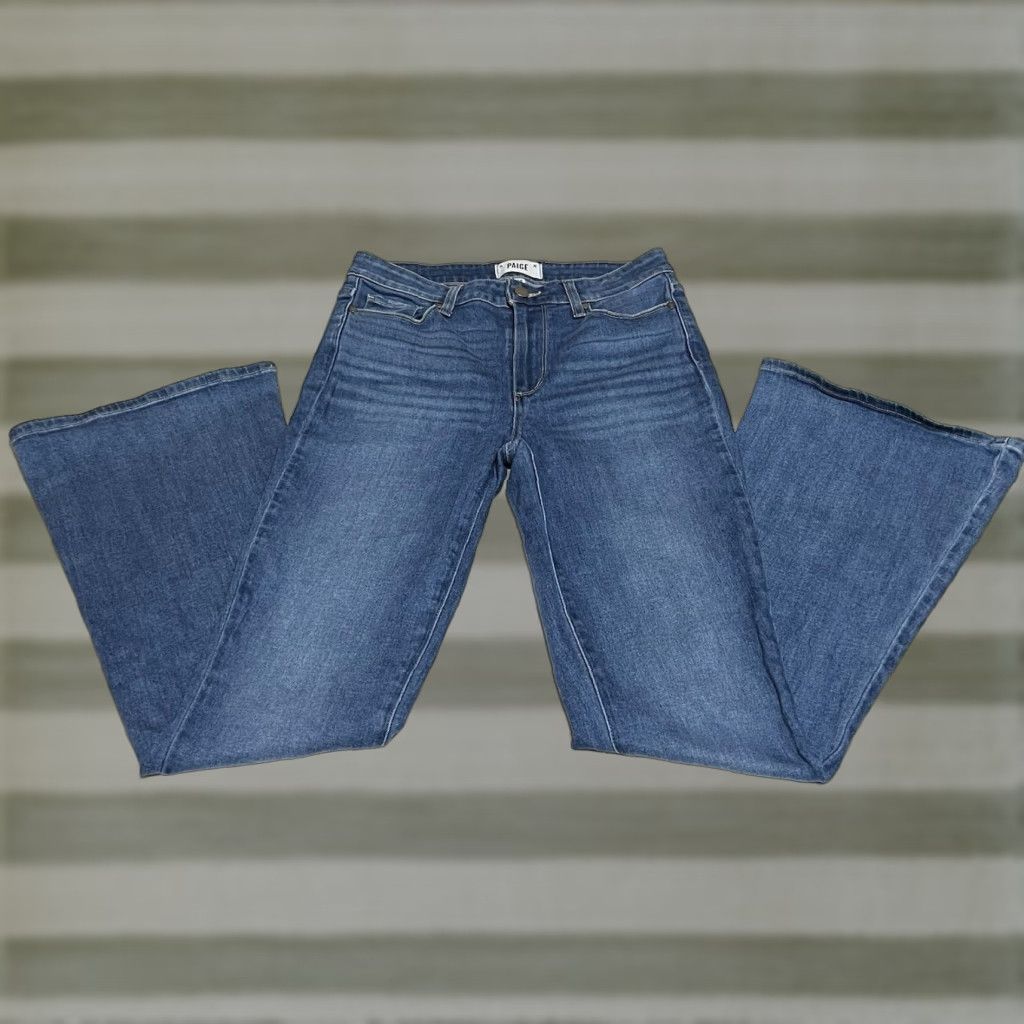 Paige Paige Jeans Womens 28x31 Blue High Rise Flared Denim Med Wash Boho Canyon Bell Size 28" / US 6 / IT 42 - 1 Thumbnail