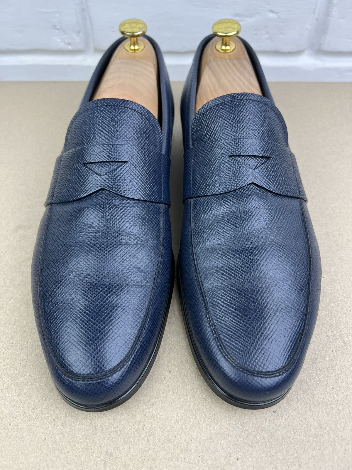 Prada PRADA MILANO Loafers Leather Saffiano Penny Shoes Blue Men's Size US 9 / EU 42 - 7 Thumbnail