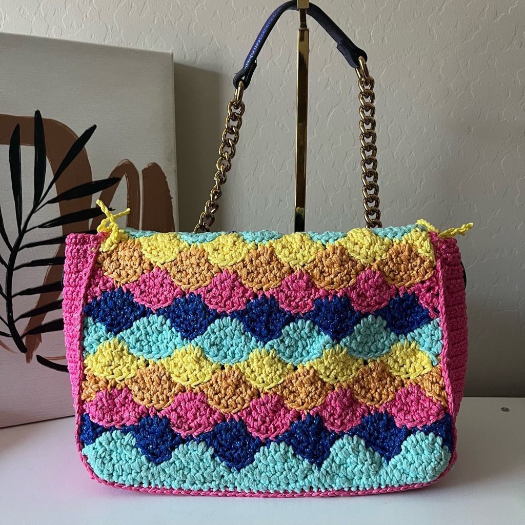 Kurt Geiger Kurt Geiger Kensington Rainbow Multicolor Crochet Knit Fring Size ONE SIZE - 8 Thumbnail
