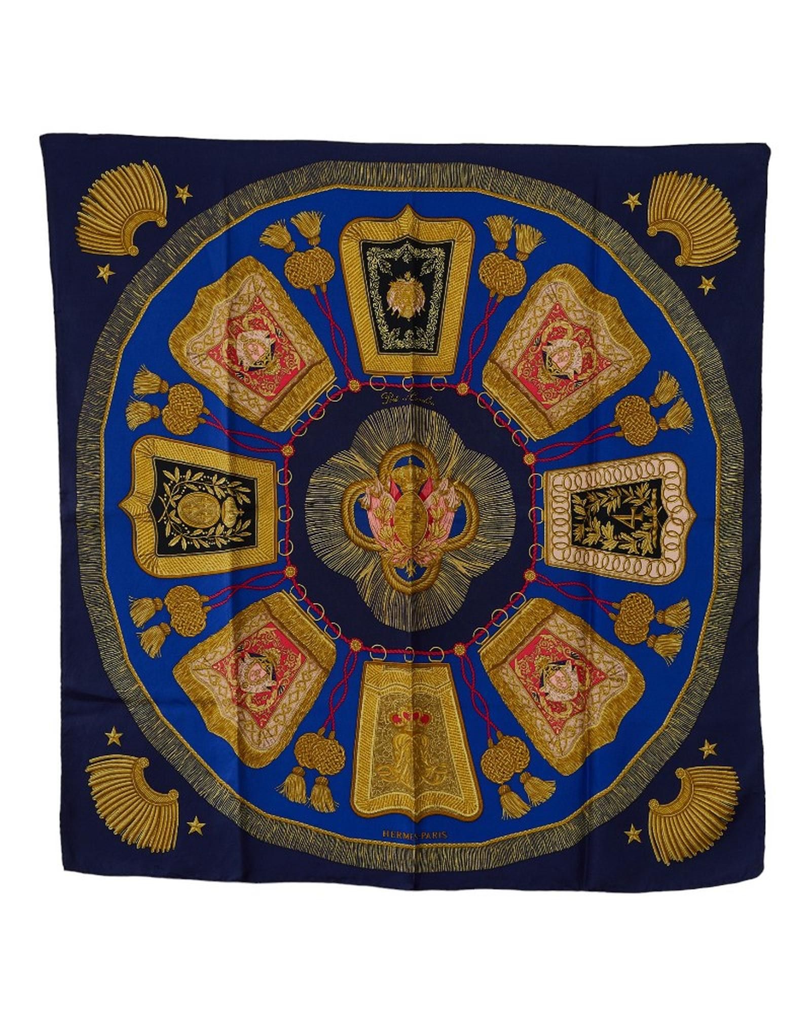 image of Hermes Blue Poste Et Cavalerie Silk Scarf - A Condition, Women's