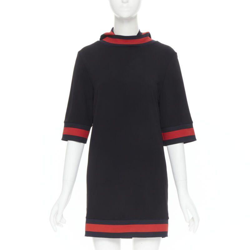 Gucci new GUCCI black blue red signature web trim hooded casual dress XS Size XS / US 0-2 / IT 36-38 - 1 Thumbnail
