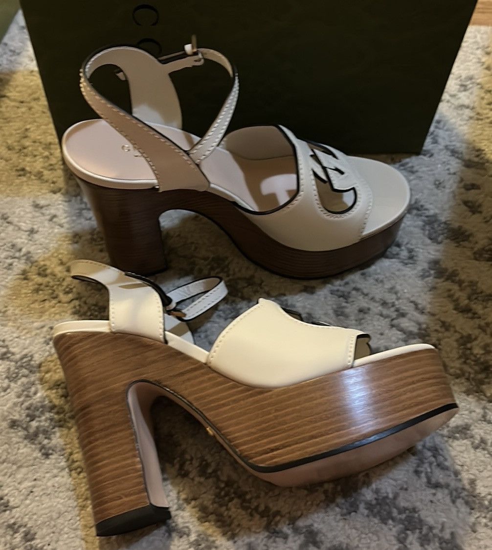 Gucci Gucci Interlocking G 110mm Leather High Heels Sandals White Size US 9 / IT 39 - 4 Thumbnail