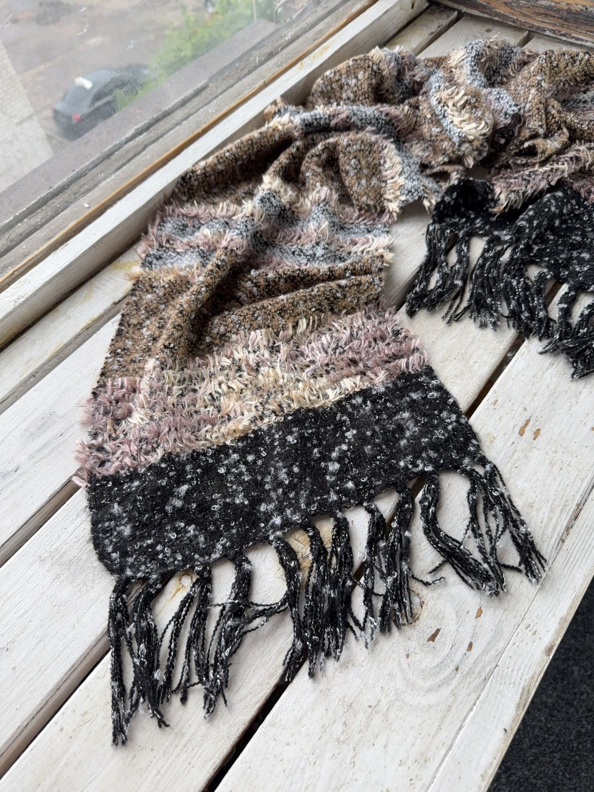 Japanese Brand × Vintage 90s Designer Japanese style fuzzy mohair scarf vintage y2k Size ONE SIZE - 3 Thumbnail