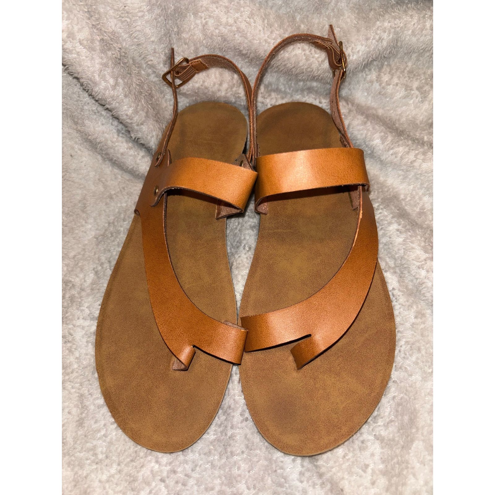 The Unbranded Brand Brown Leather Sandals Size 39/US 8.5 Size US 8.5 / IT 38.5 - 1 Thumbnail