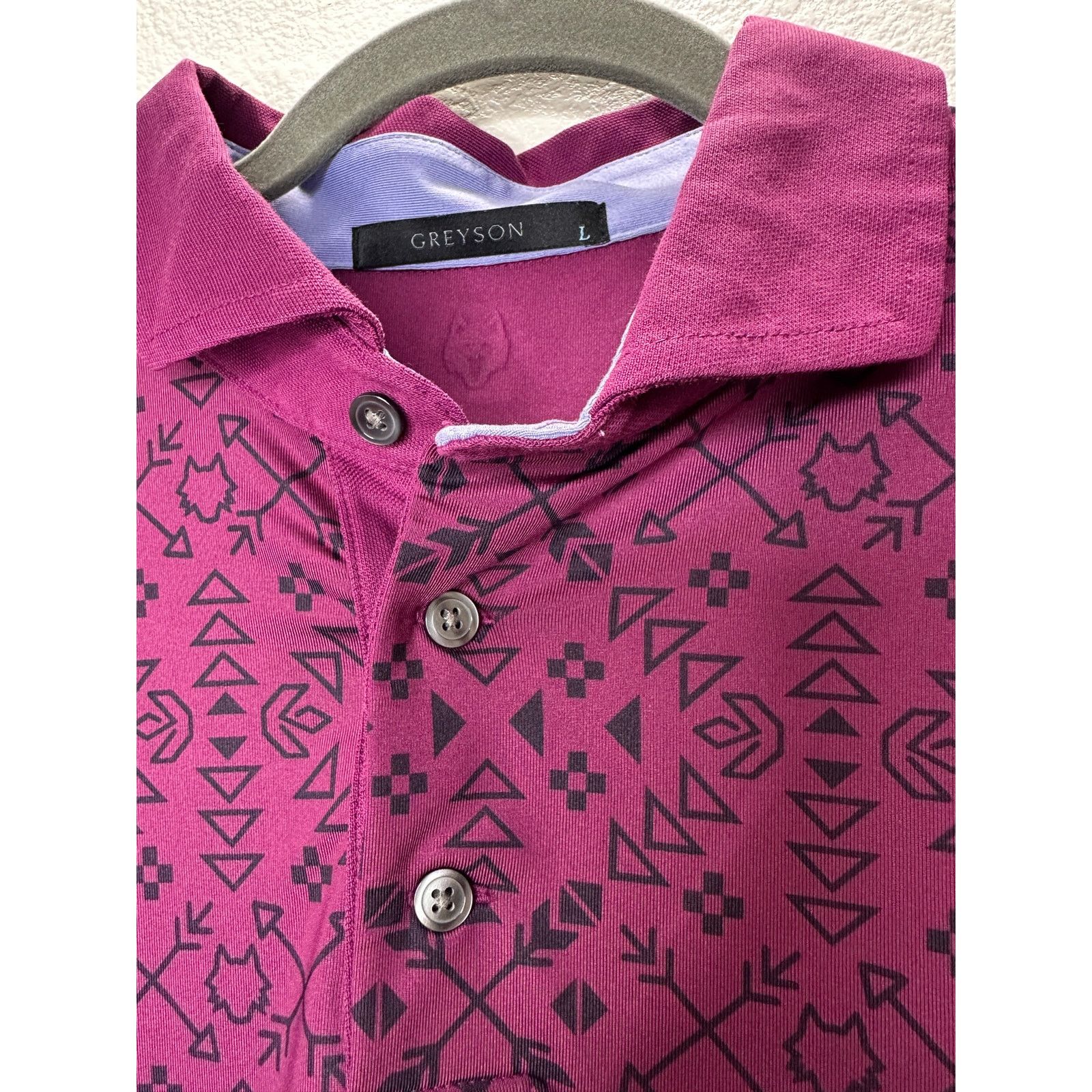 Other Greyson Men's Purple Performance Geometric Design Polo L Size US L / EU 52-54 / 3 - 5 Thumbnail