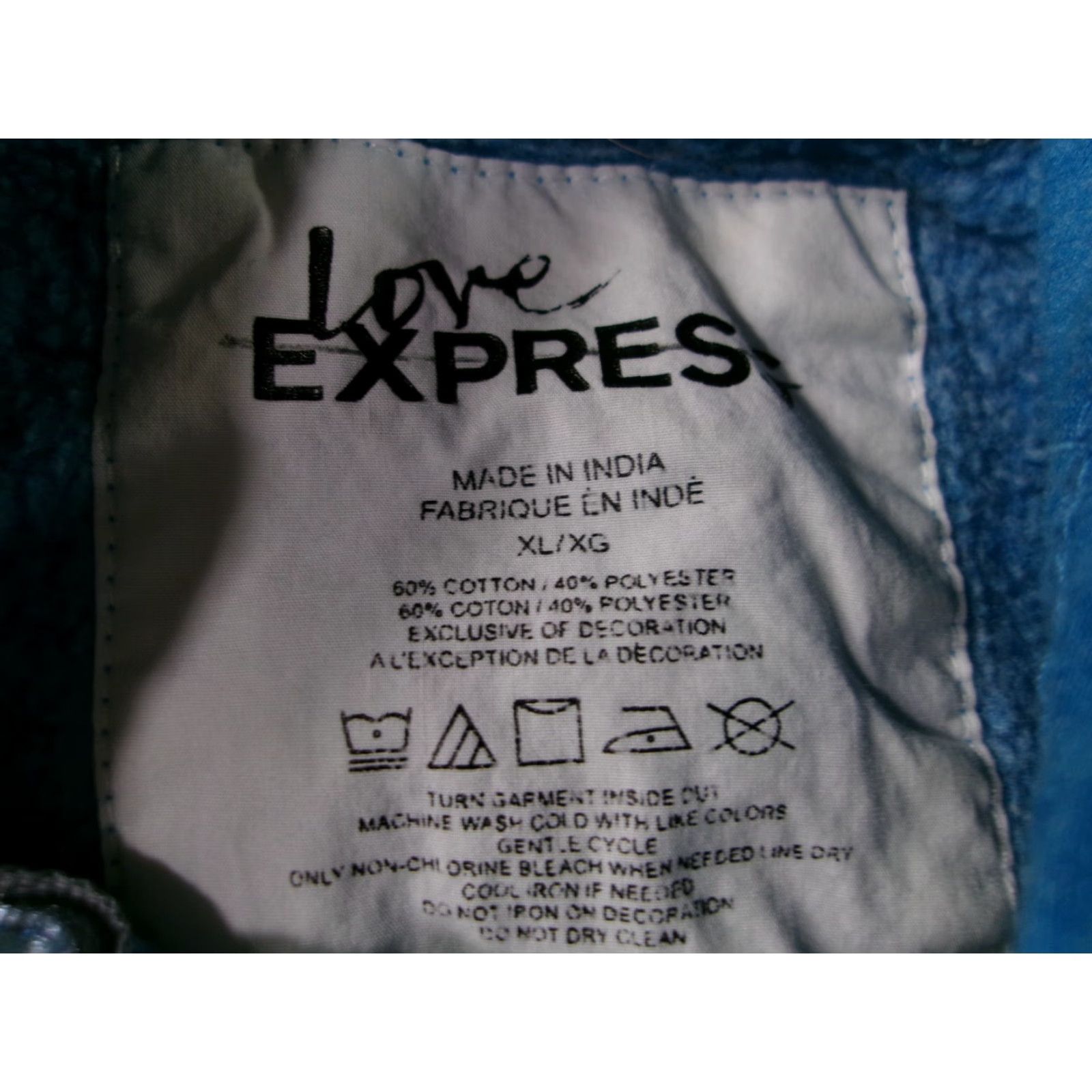 Express Love Express Hoodie Women XL Blue Full Zip Sweatshirt Casual Everyday 90s Outdoor Sports Size XL / US 12-14 / IT 48-50 - 7 Thumbnail