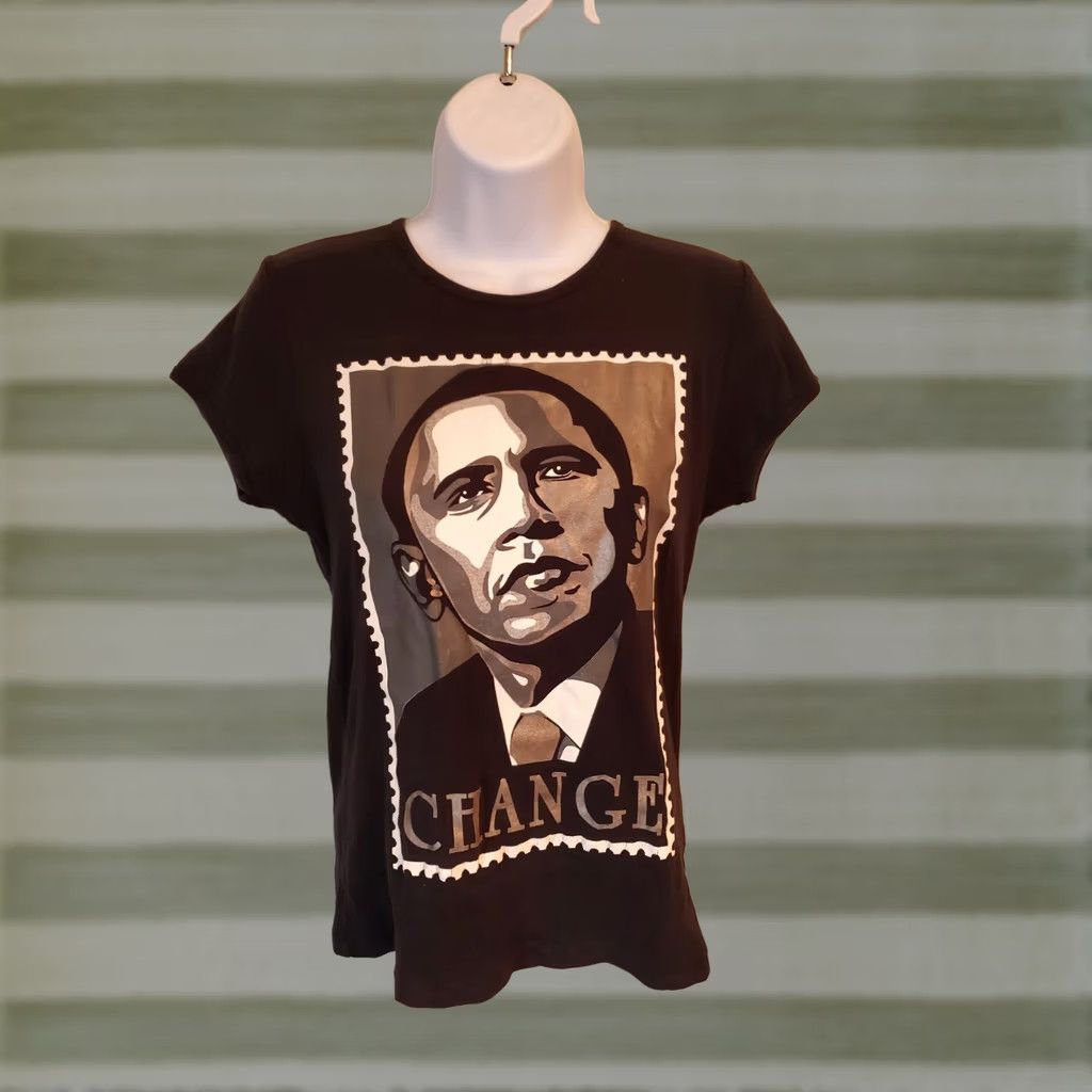 Bell Womens Barack Obama Change Black T Shirt Juniors Large Size L / US 10 / IT 46 - 1 Preview