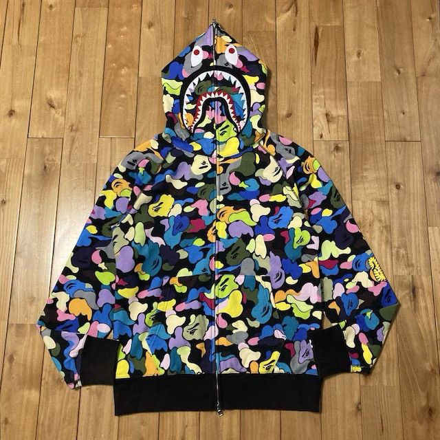 Bape BAPE Multi Camo Shark Full Zip Hoodie a bathing ape PONR Size US L / EU 52-54 / 3 - 1 Thumbnail