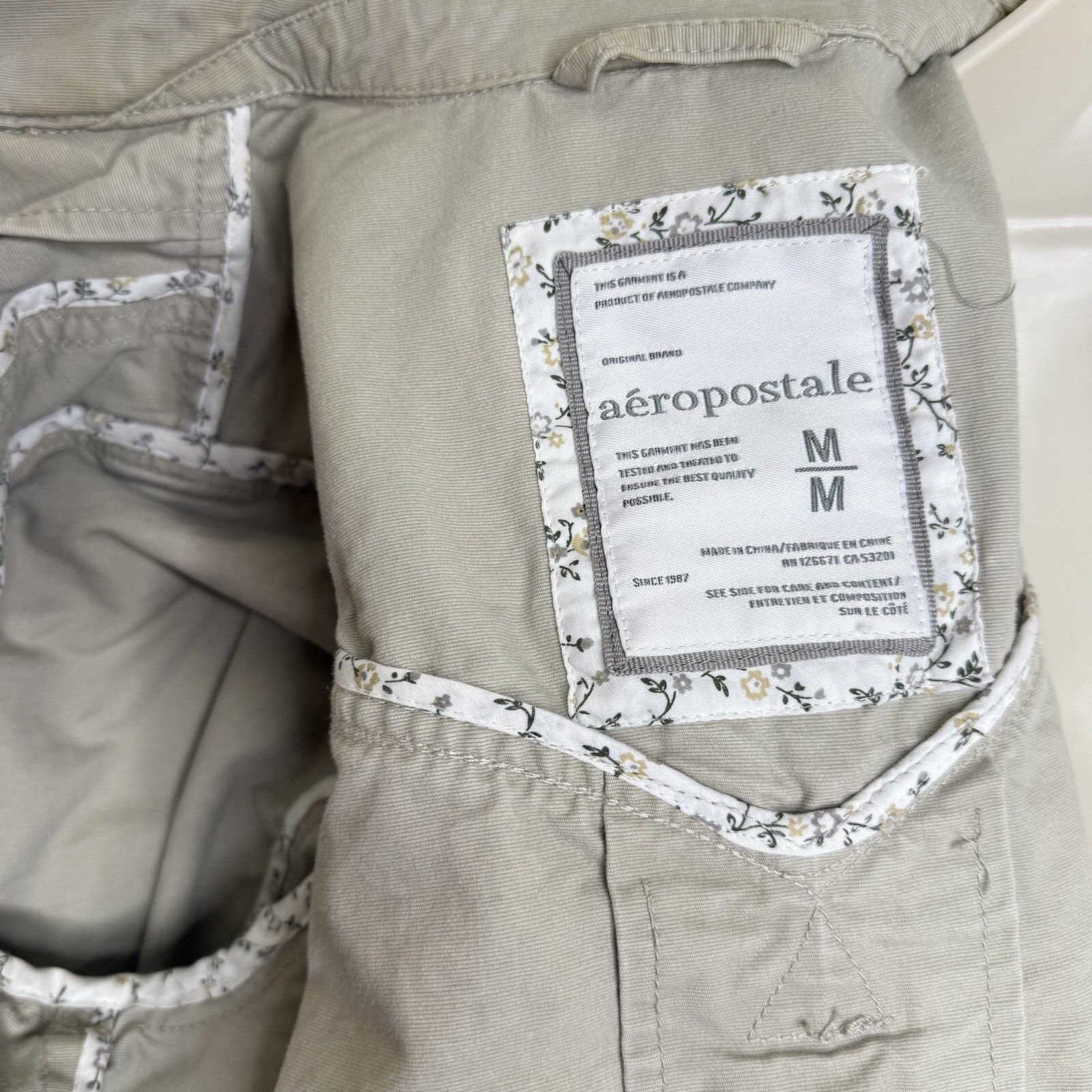 Aeropostale Aeropostale Women Beige Jacket M Belt Tie Double Breasted Size M / US 6-8 / IT 42-44 - 3 Thumbnail