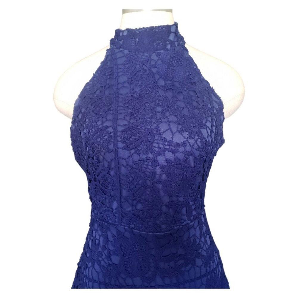 Designer CT1472 Blue Iman Style Lace Lined Body Con Dress M Size M / US 6-8 / IT 42-44 - 3 Thumbnail