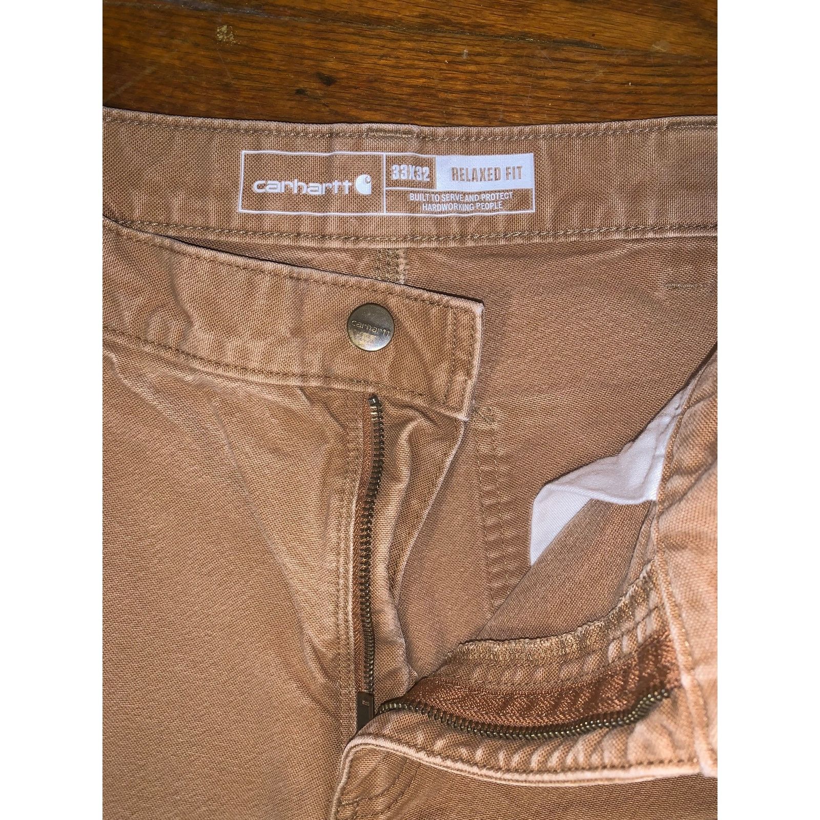 Carhartt Carhartt 103334 Brown Double Front Duck Pants 33X32 Size US 33 - 3 Thumbnail