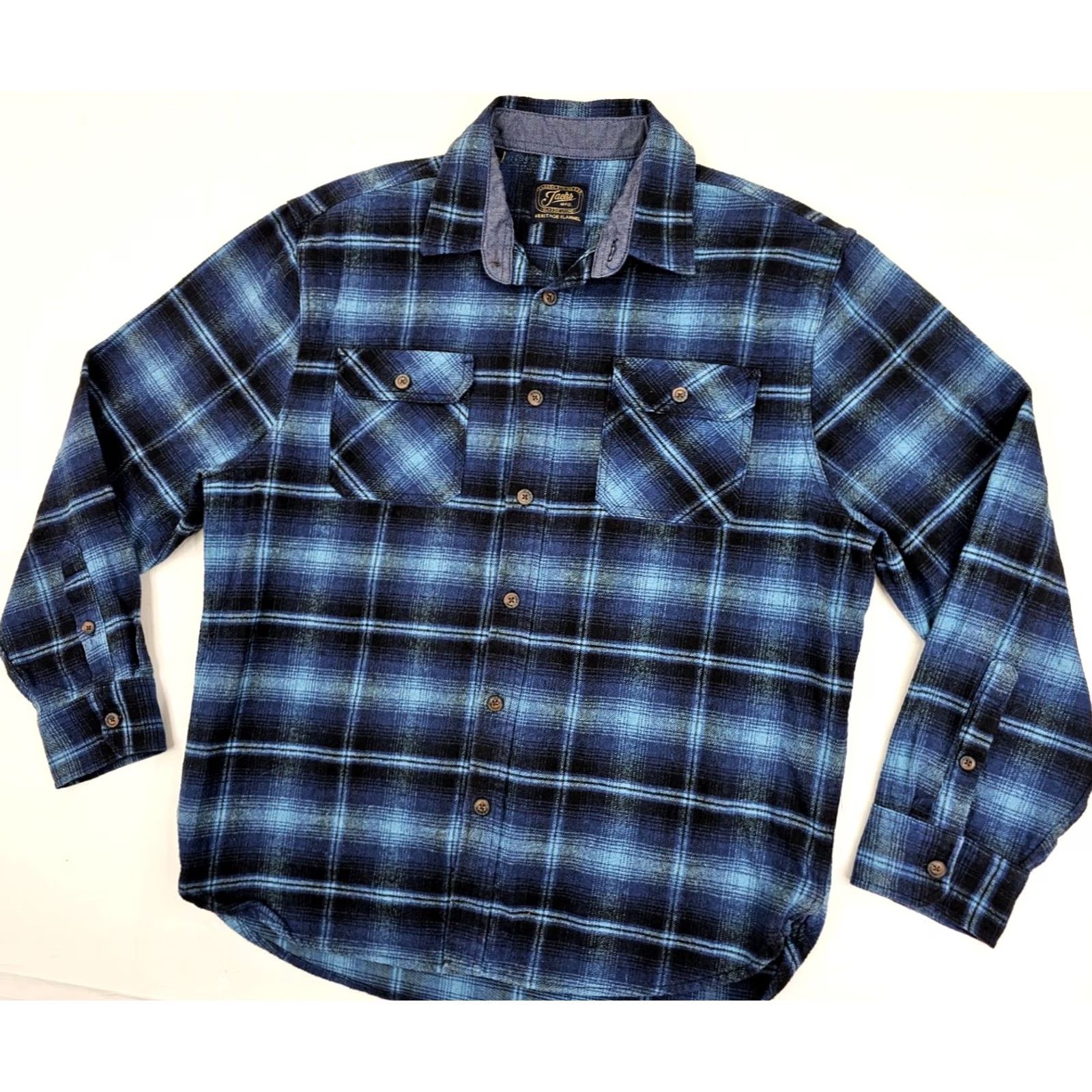 Vintage JACHS Heritage Heavyweight Flannel Shirt Men XL Blue Plaid Cotton Outdoor EUC Shirt Size US XL / EU 56 / 4 - 2 Thumbnail