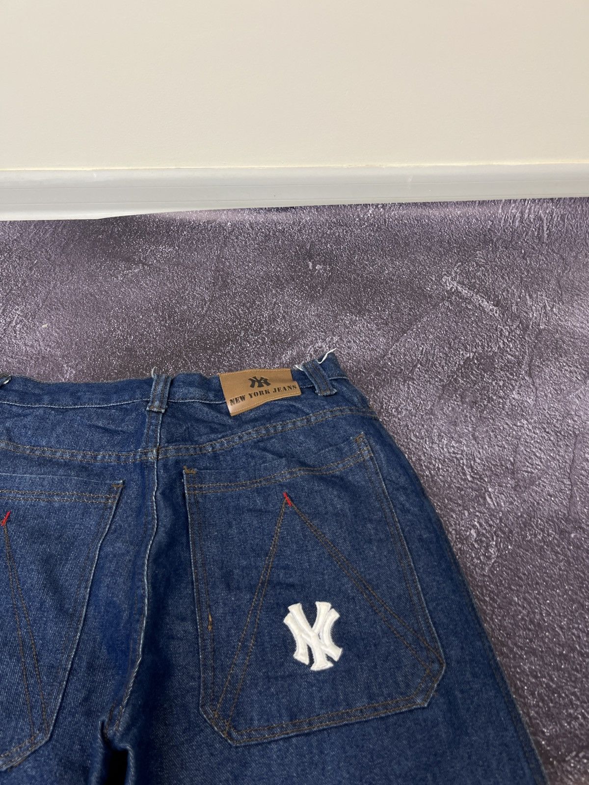 New York Yankees Vintage 90s New York Yankees Baggy Rap Y2K Denim Jeans Size US 30 / EU 46 - 3 Thumbnail